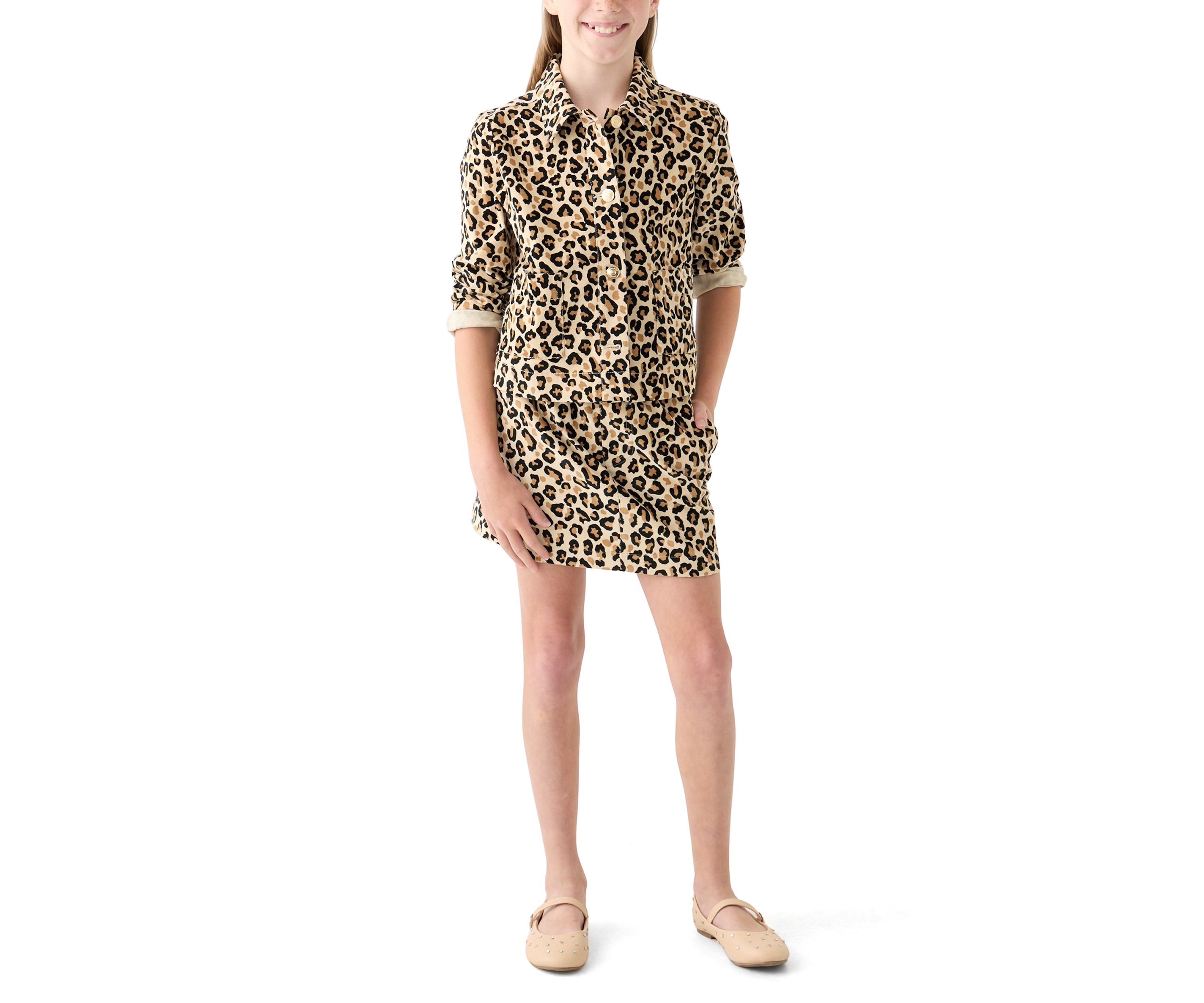 Girls 7-16 Stretch Corduroy Printed Skirt