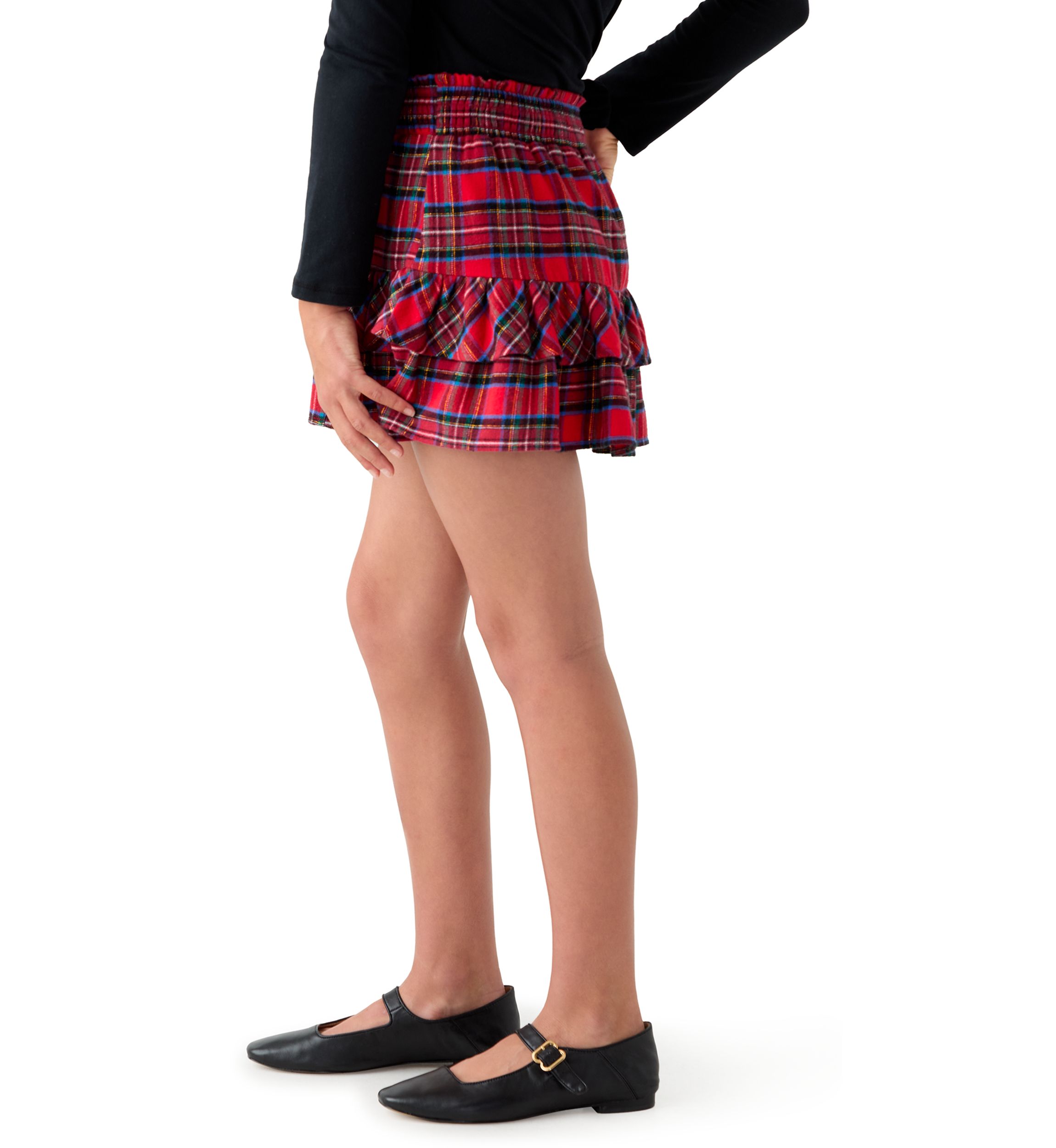 Girls 7-16 Smocked Plaid Skirt