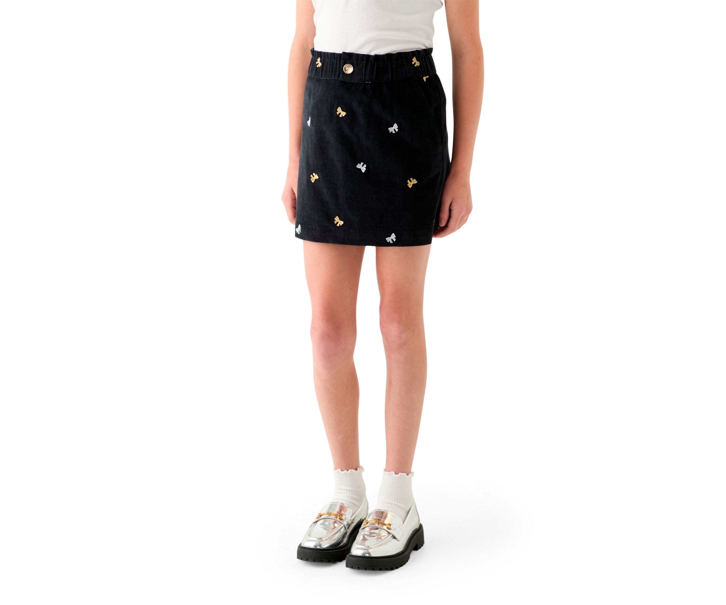 Girls 7-16 Stretch Corduroy Embroidered Skirt