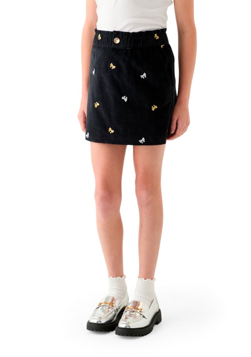 Girls 7-16 Stretch Corduroy Embroidered Skirt