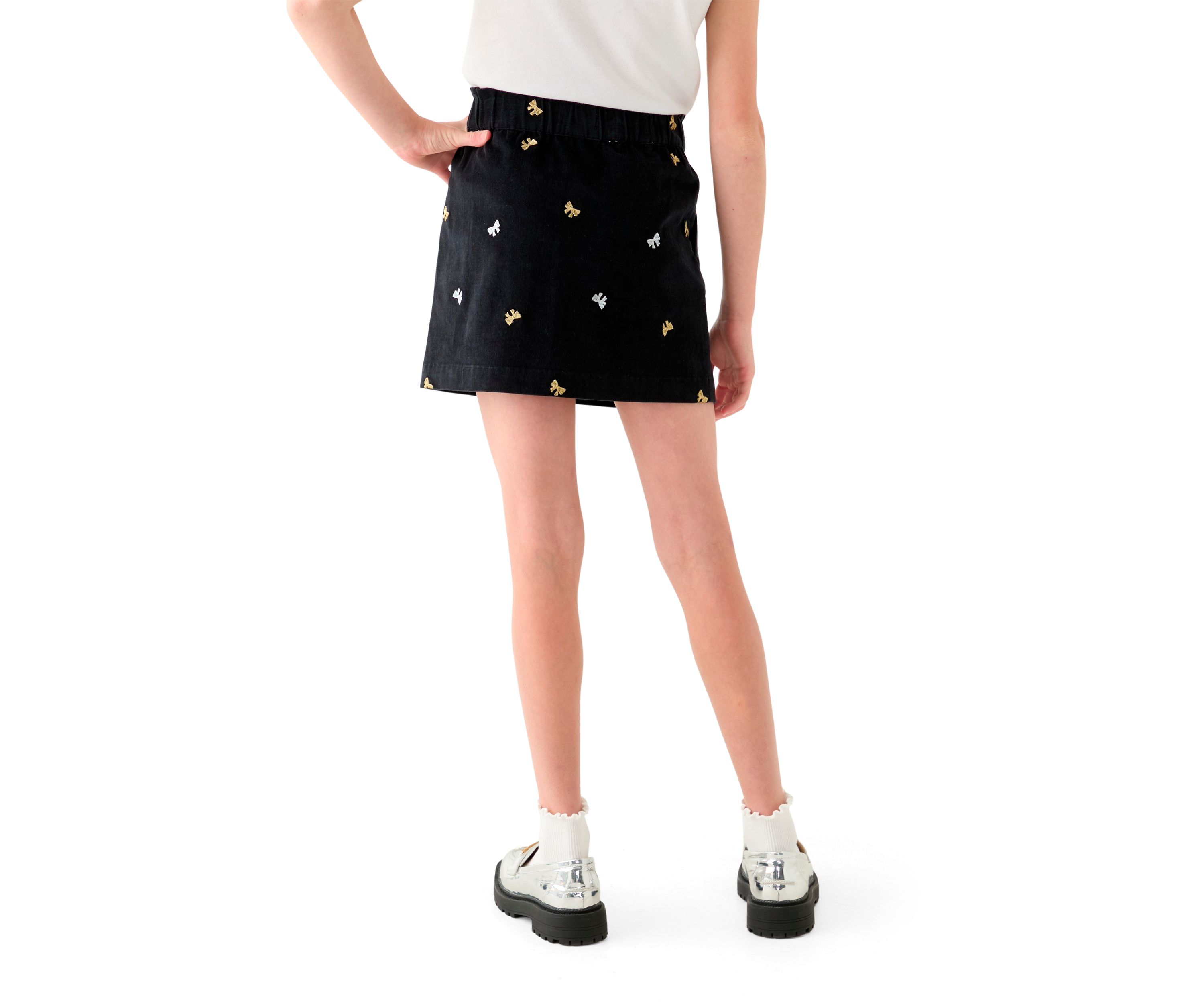 Girls 7-16 Stretch Corduroy Embroidered Skirt