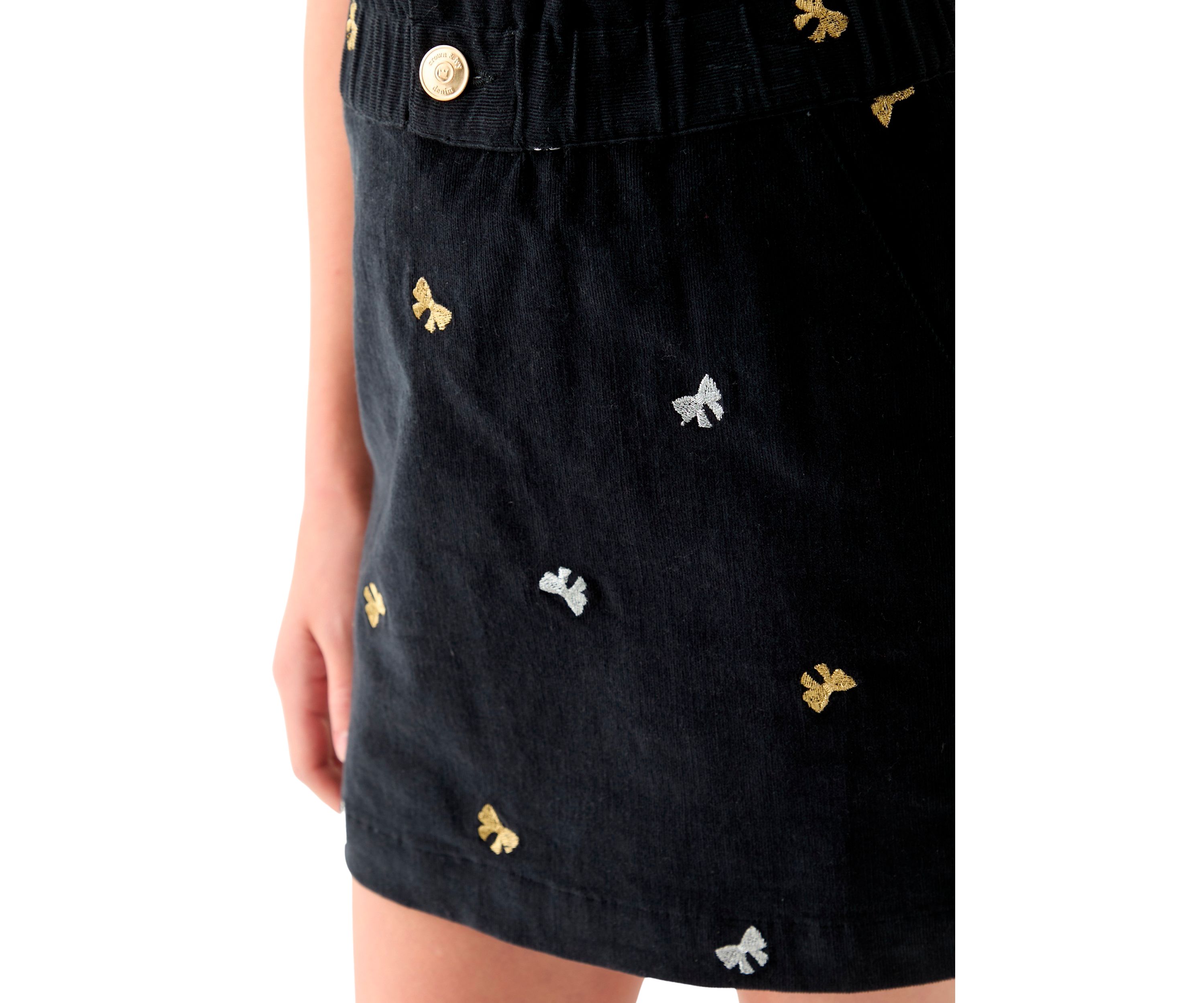 Girls 7-16 Stretch Corduroy Embroidered Skirt