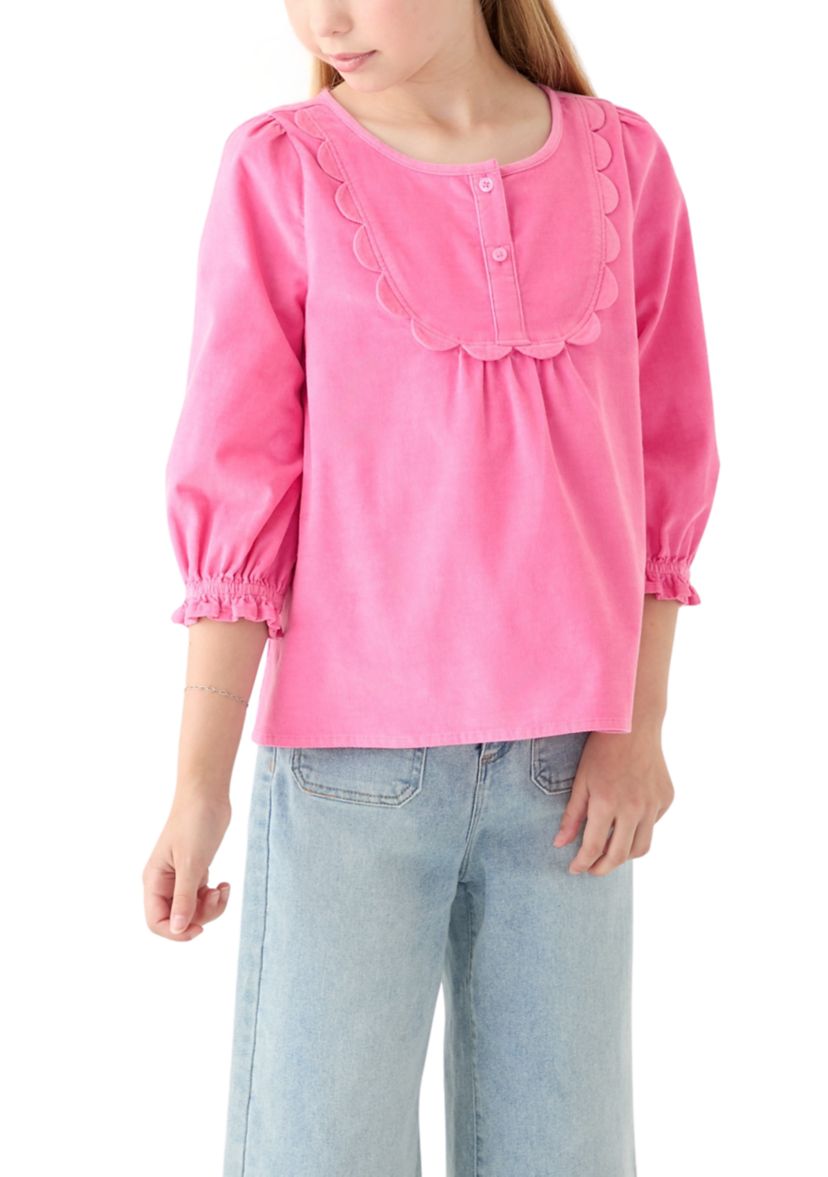 Girls 7-16 3/4 Sleeve Corduroy Top