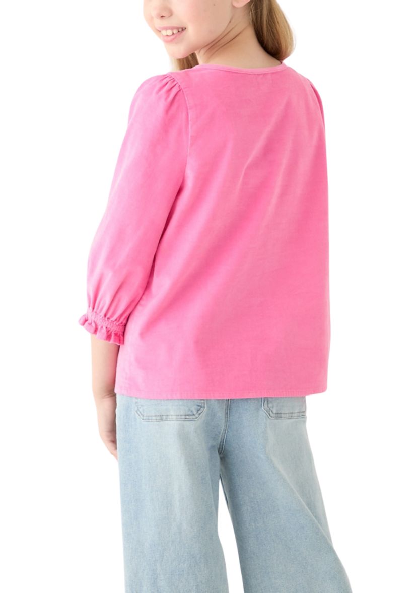 Girls 7-16 3/4 Sleeve Corduroy Top