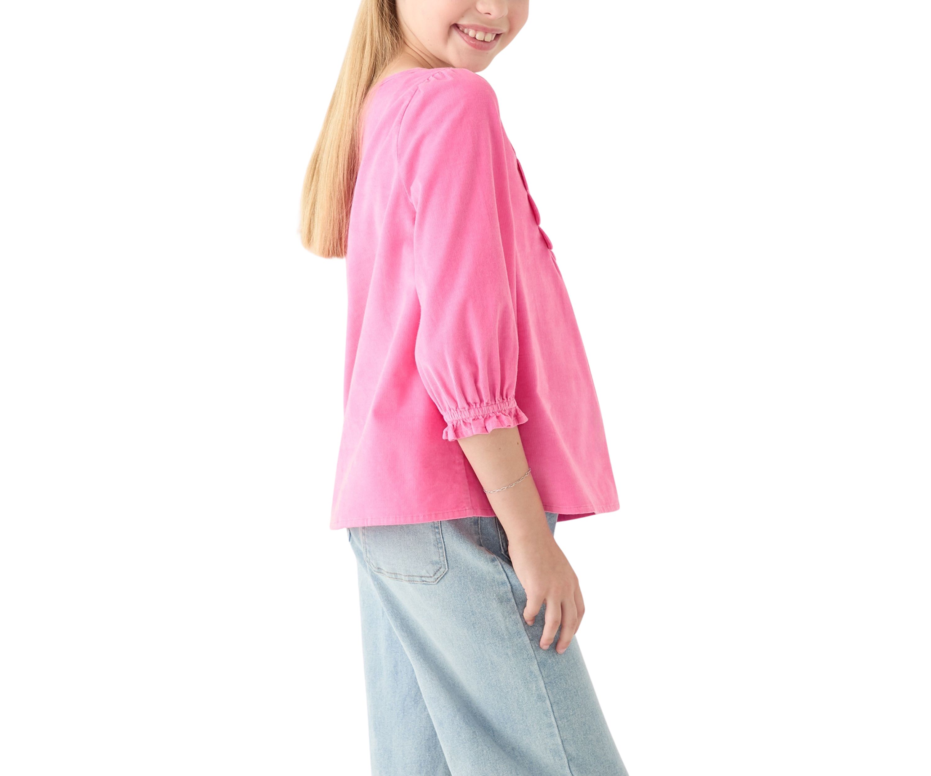 Girls 7-16 3/4 Sleeve Corduroy Top