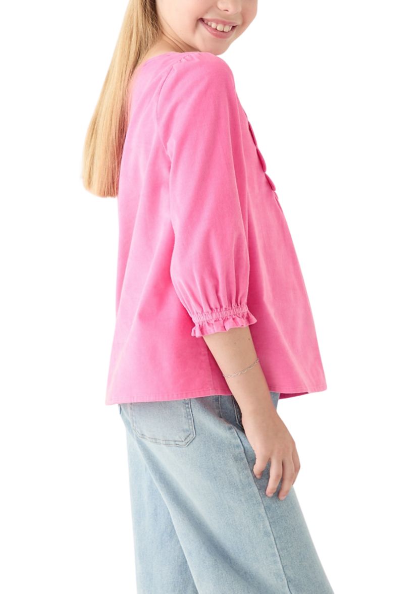 Girls 7-16 3/4 Sleeve Corduroy Top