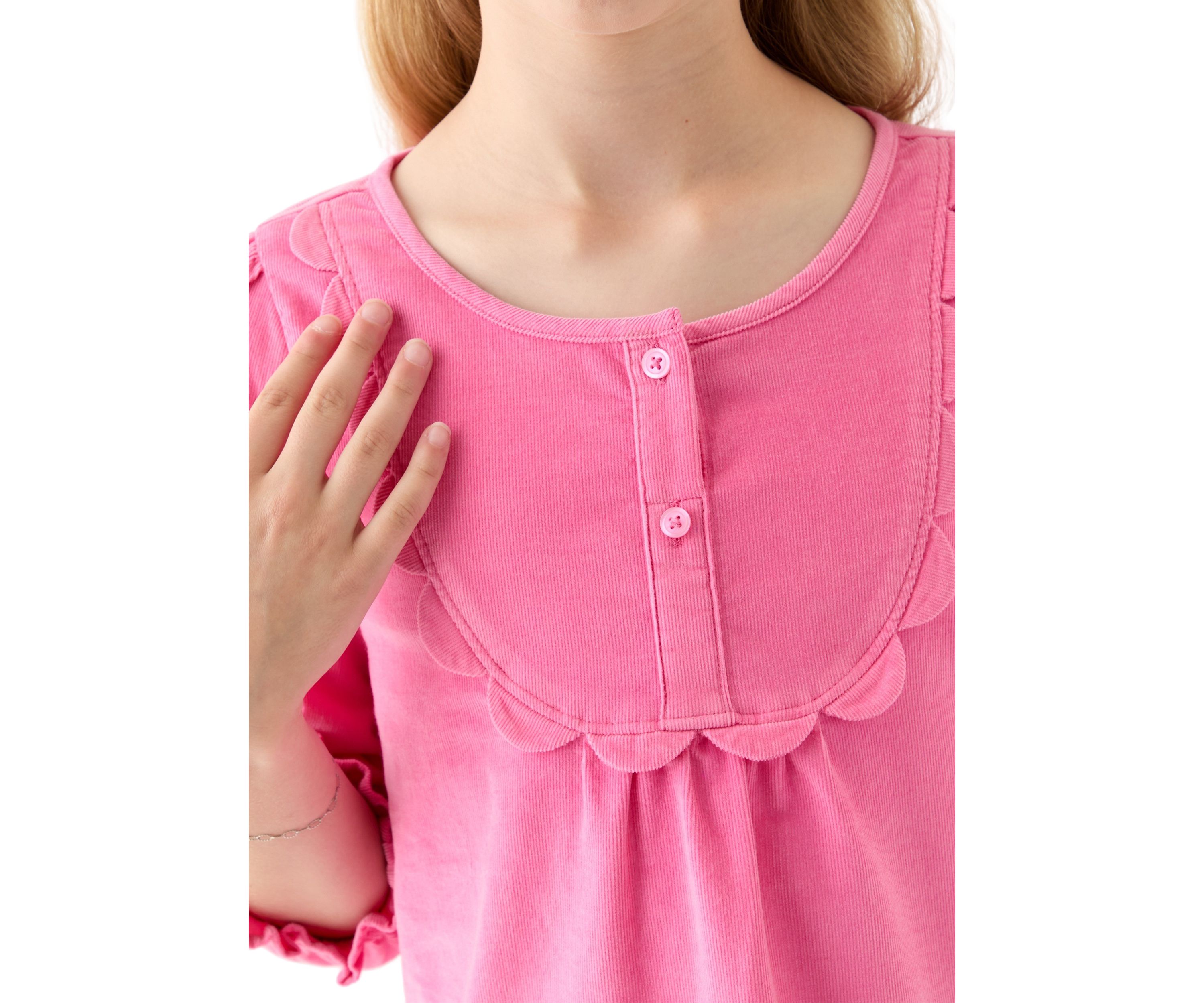 Girls 7-16 3/4 Sleeve Corduroy Top