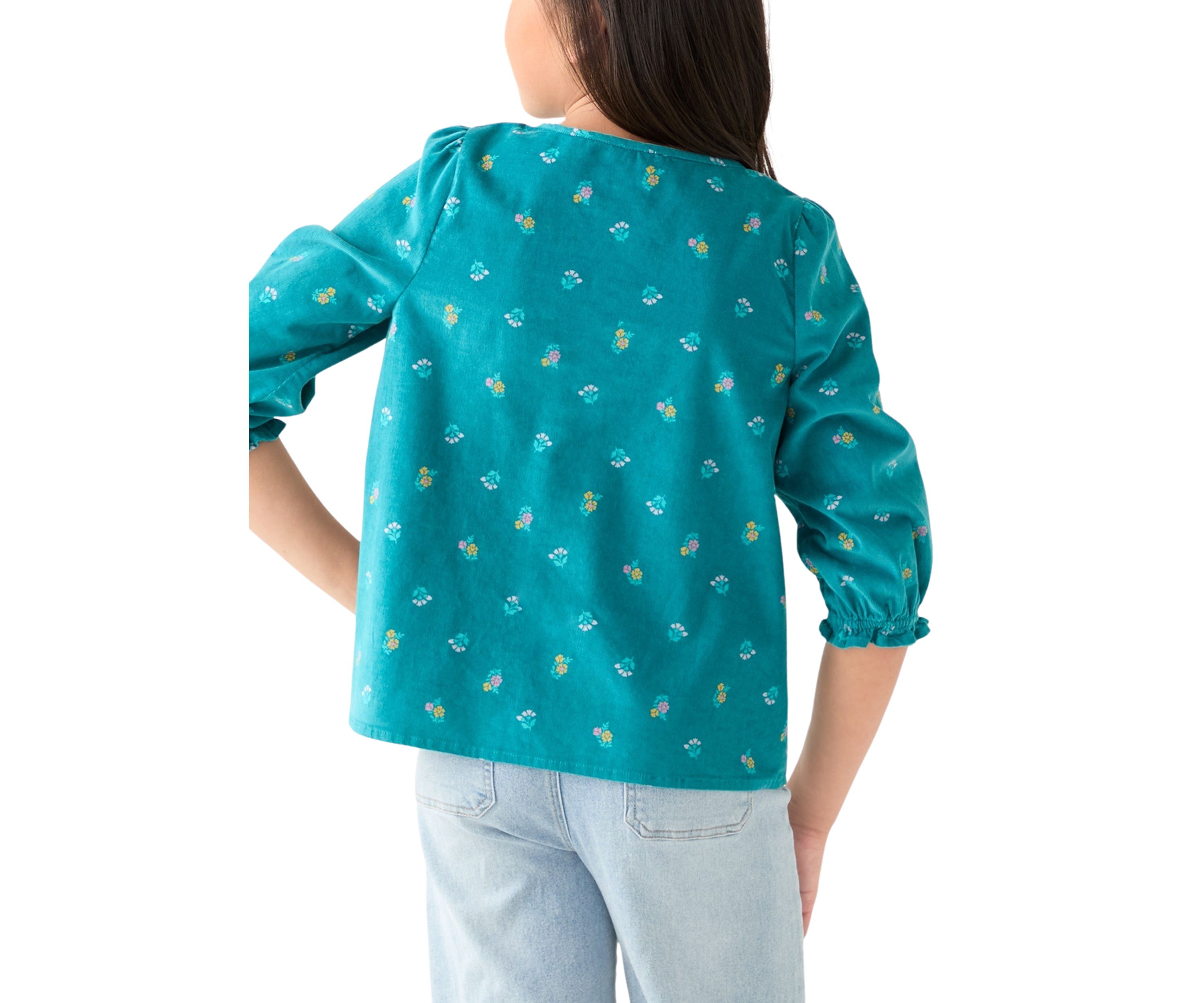Girls 7-16 Long Sleeve Corduroy Printed Top