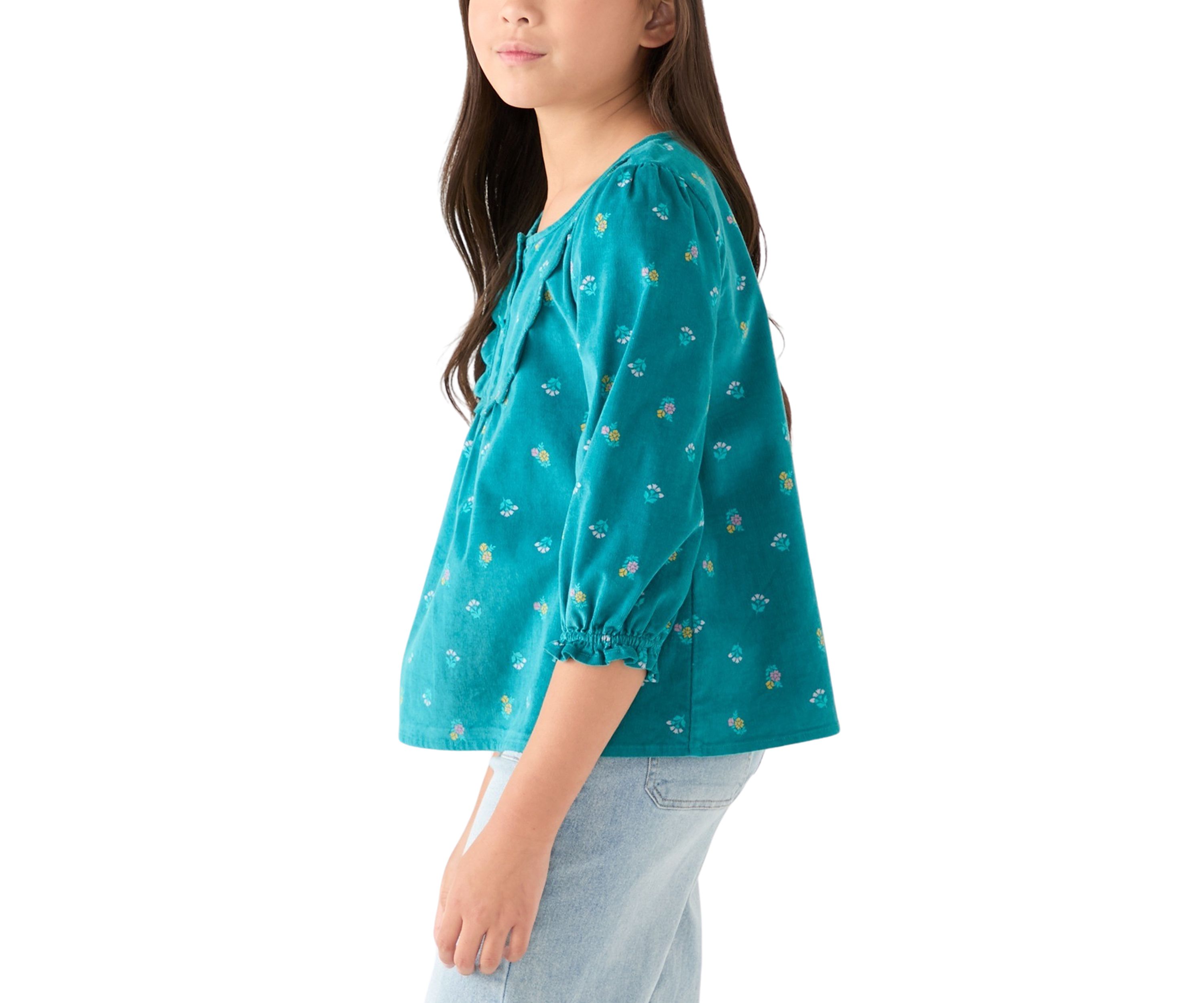 Girls 7-16 Long Sleeve Corduroy Printed Top