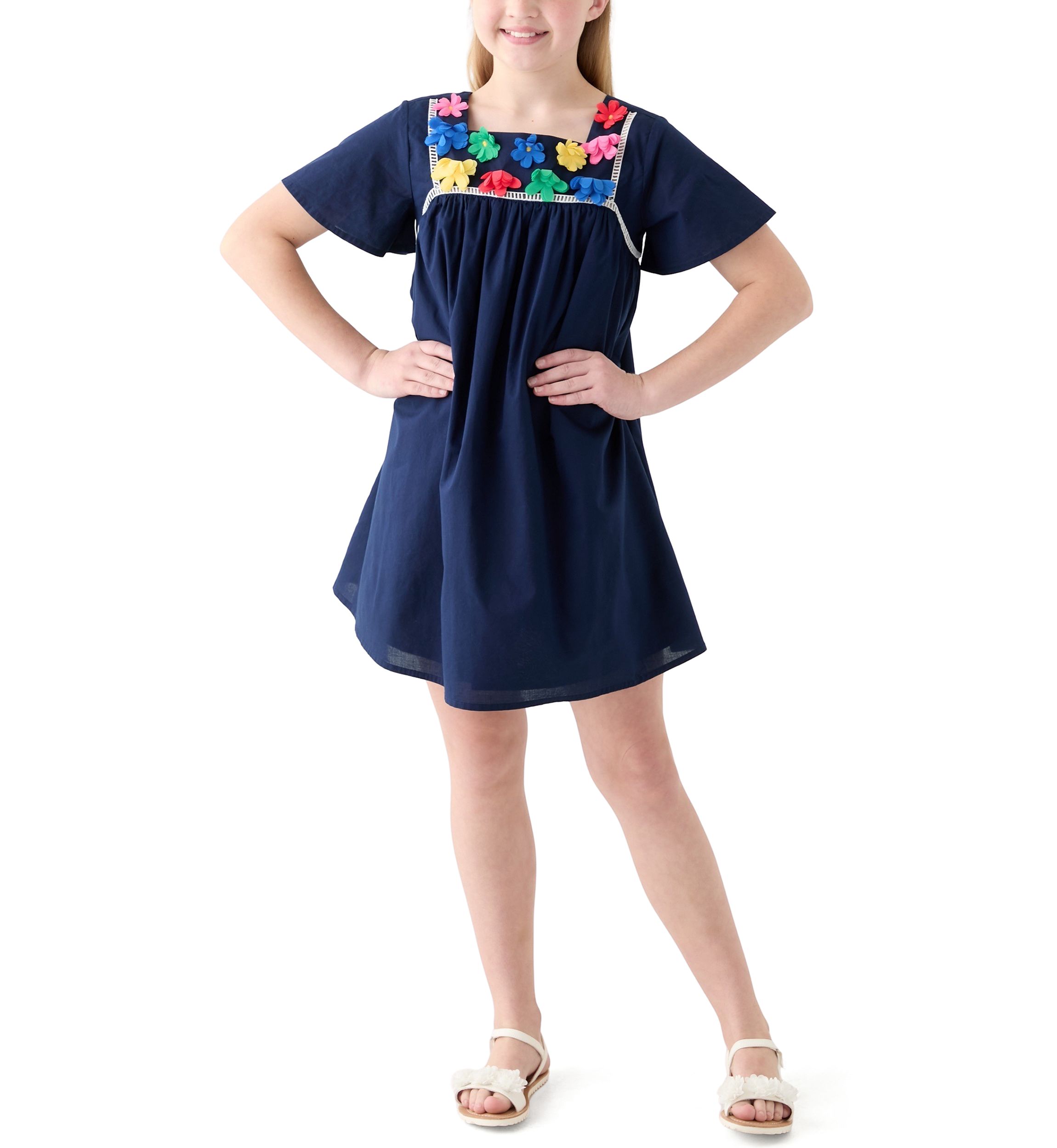 Girls 7-16 Embellished Swing Dress