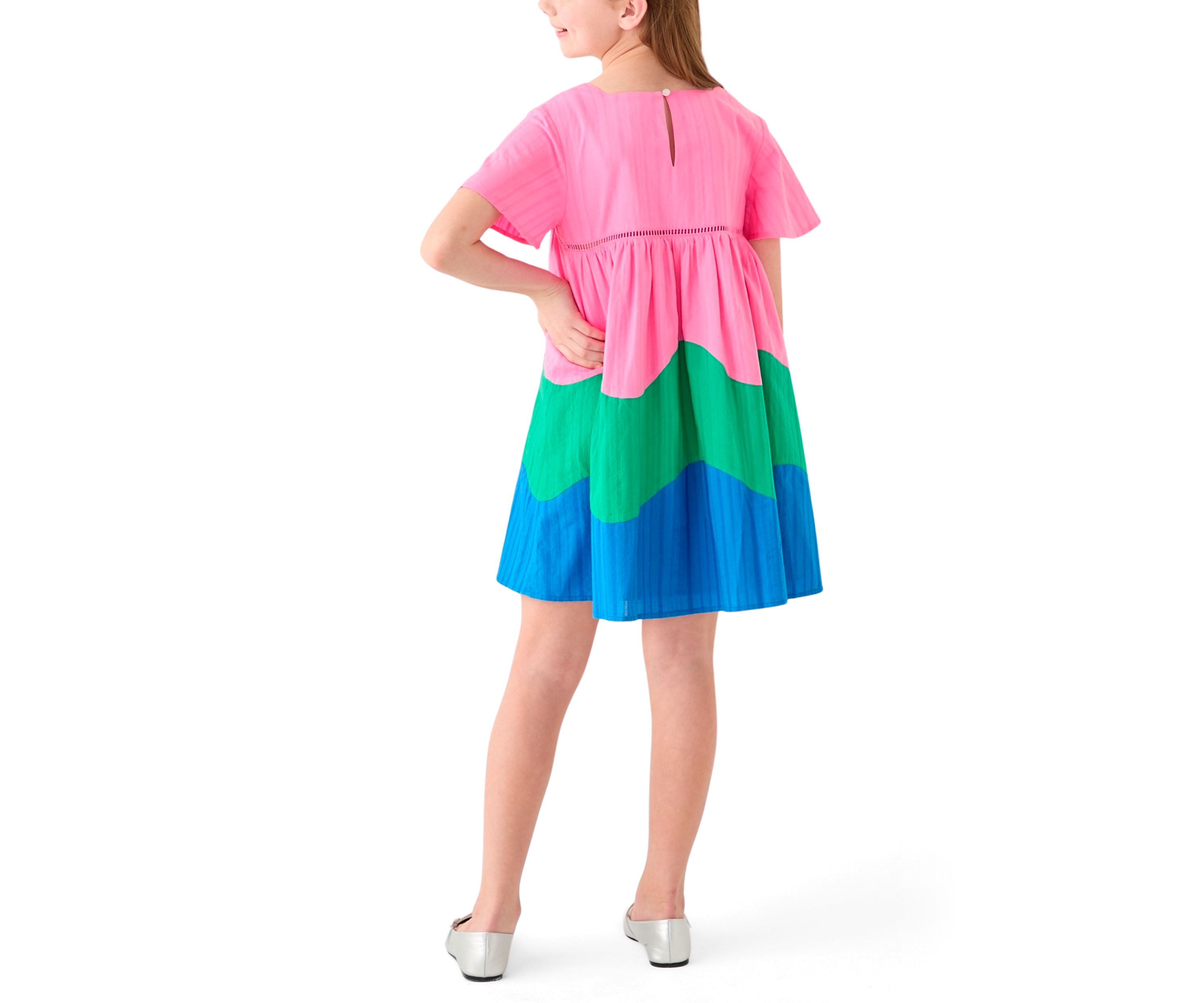 Girls 7-16 Color Blocked Swing Dress
