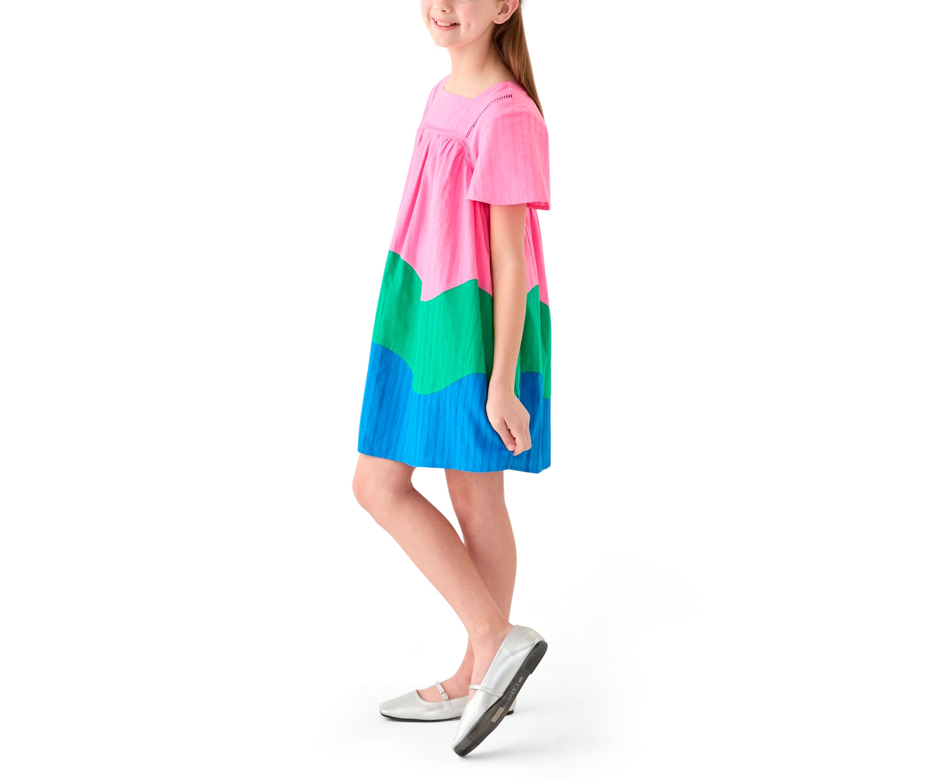 Girls 7-16 Color Blocked Swing Dress