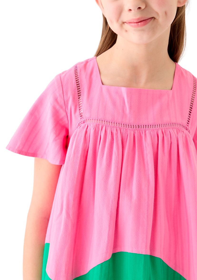 Girls 7-16 Color Blocked Swing Dress