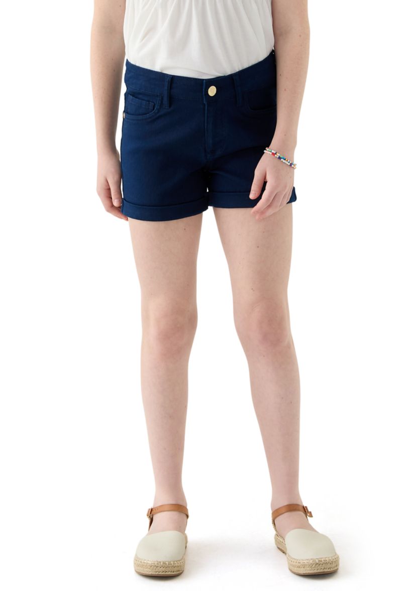Girls 7-16 Stretch 5 Pocket Roll Cuff Shorts