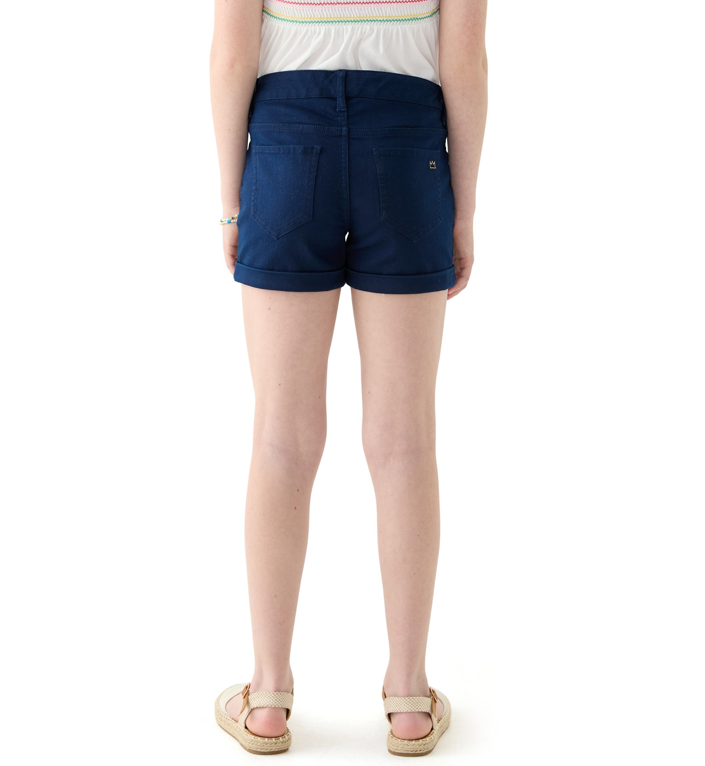 Girls 7-16 Stretch 5 Pocket Roll Cuff Shorts