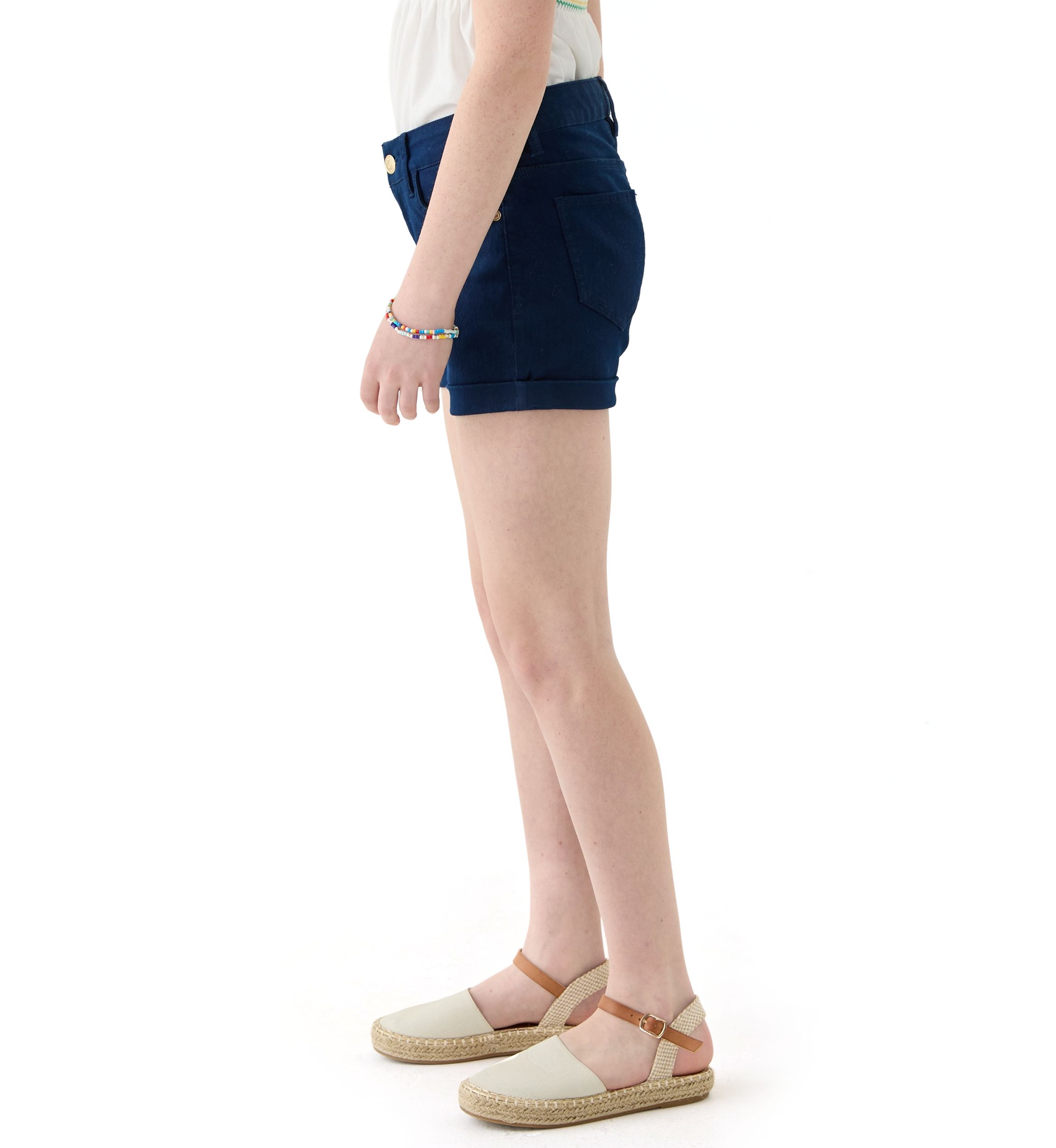 Girls 7-16 Stretch 5 Pocket Roll Cuff Shorts