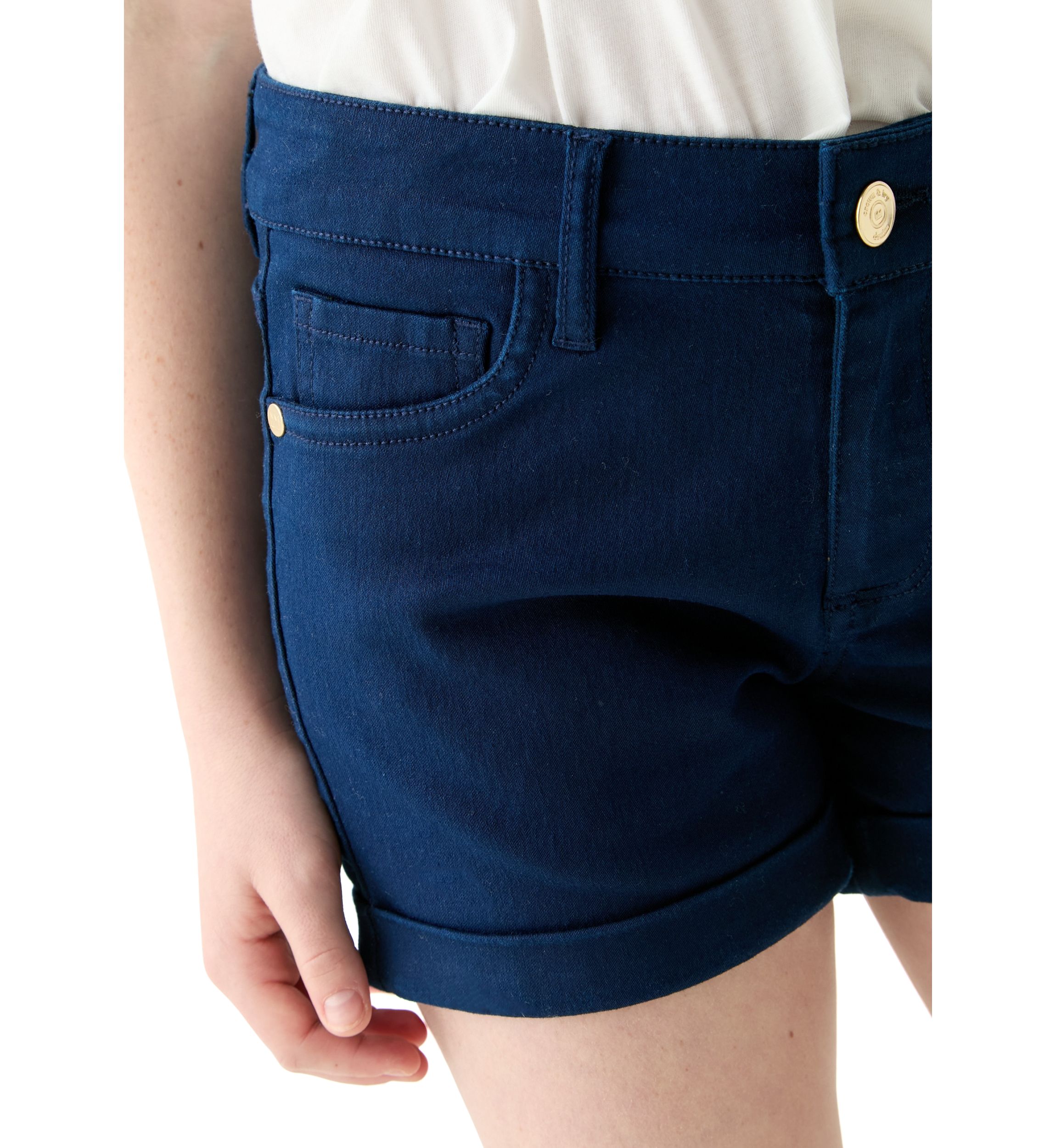 Girls 7-16 Stretch 5 Pocket Roll Cuff Shorts