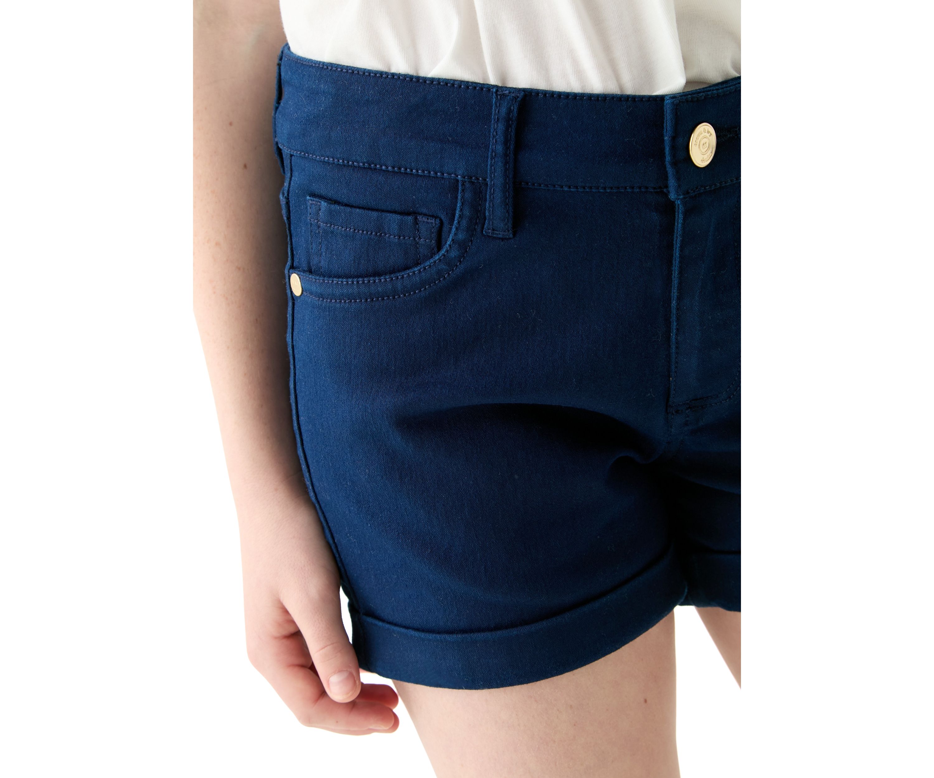 Girls 7-16 Stretch 5 Pocket Roll Cuff Shorts