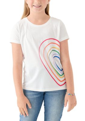 Crown & Ivy Girls 7-16 Short Sleeve Graphic Essential T-Shirt, White, Large