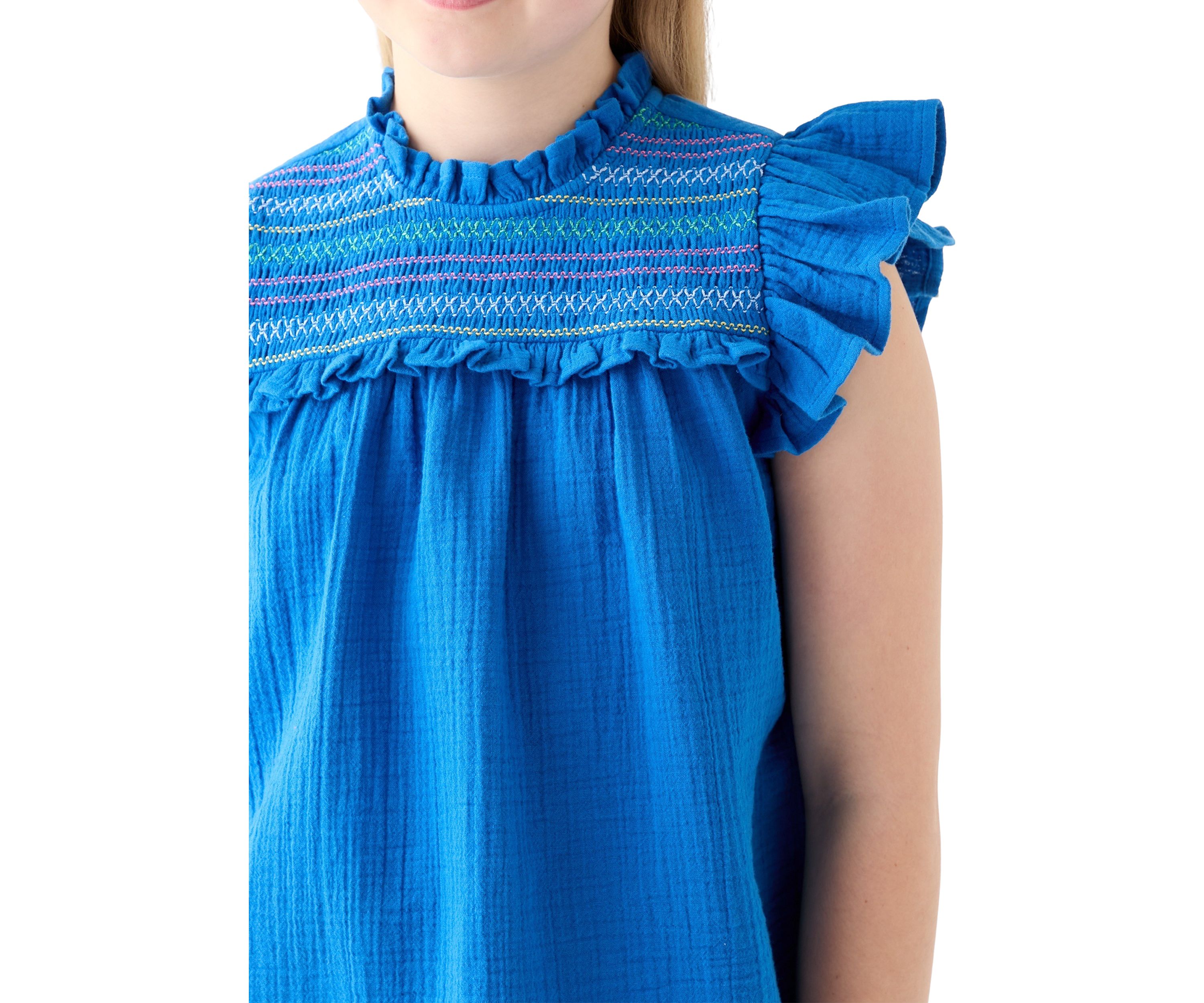 Girls 7-16 High Neck Ruffle Top