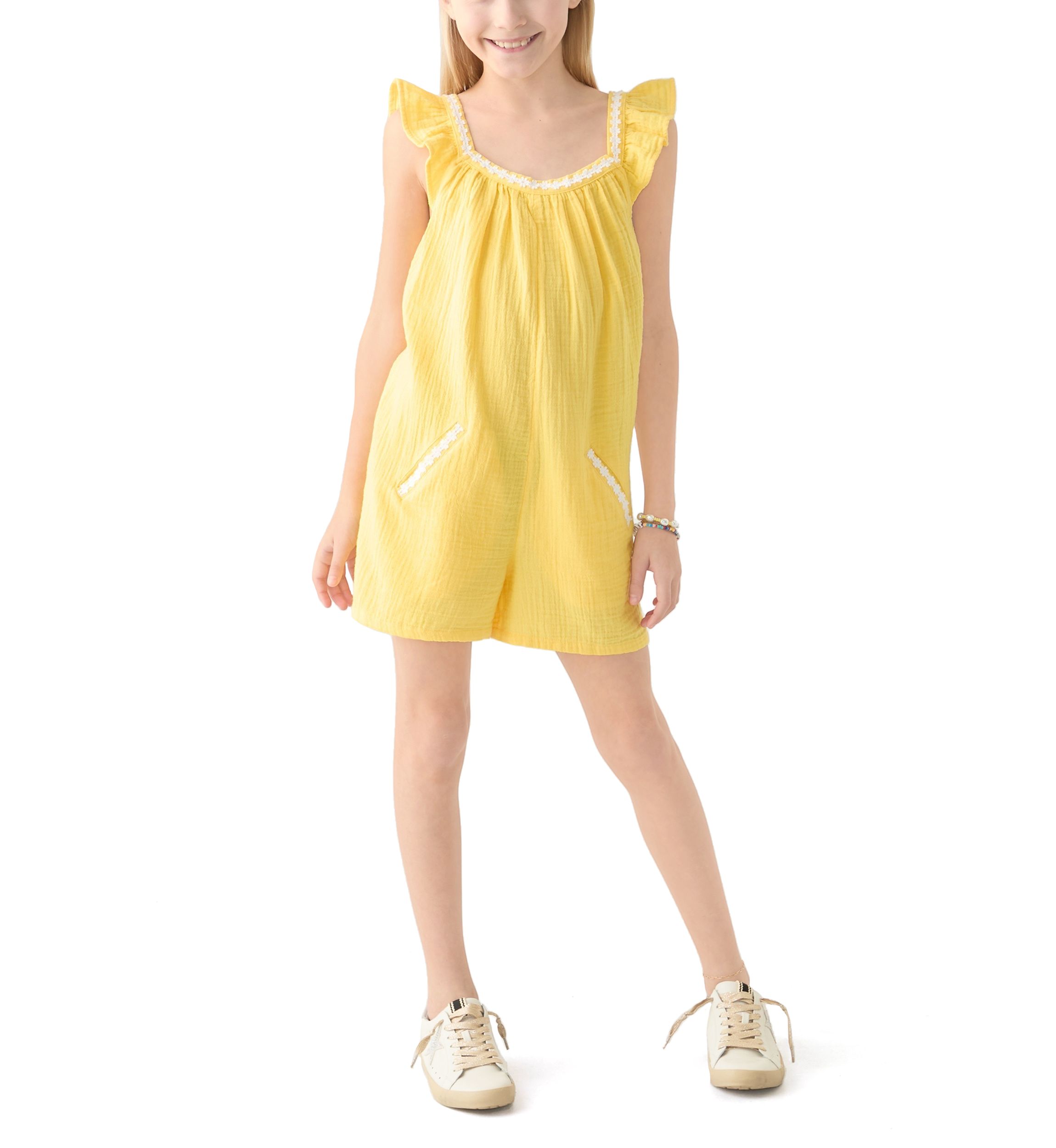 Girls 7-16 Double Gauze Romper