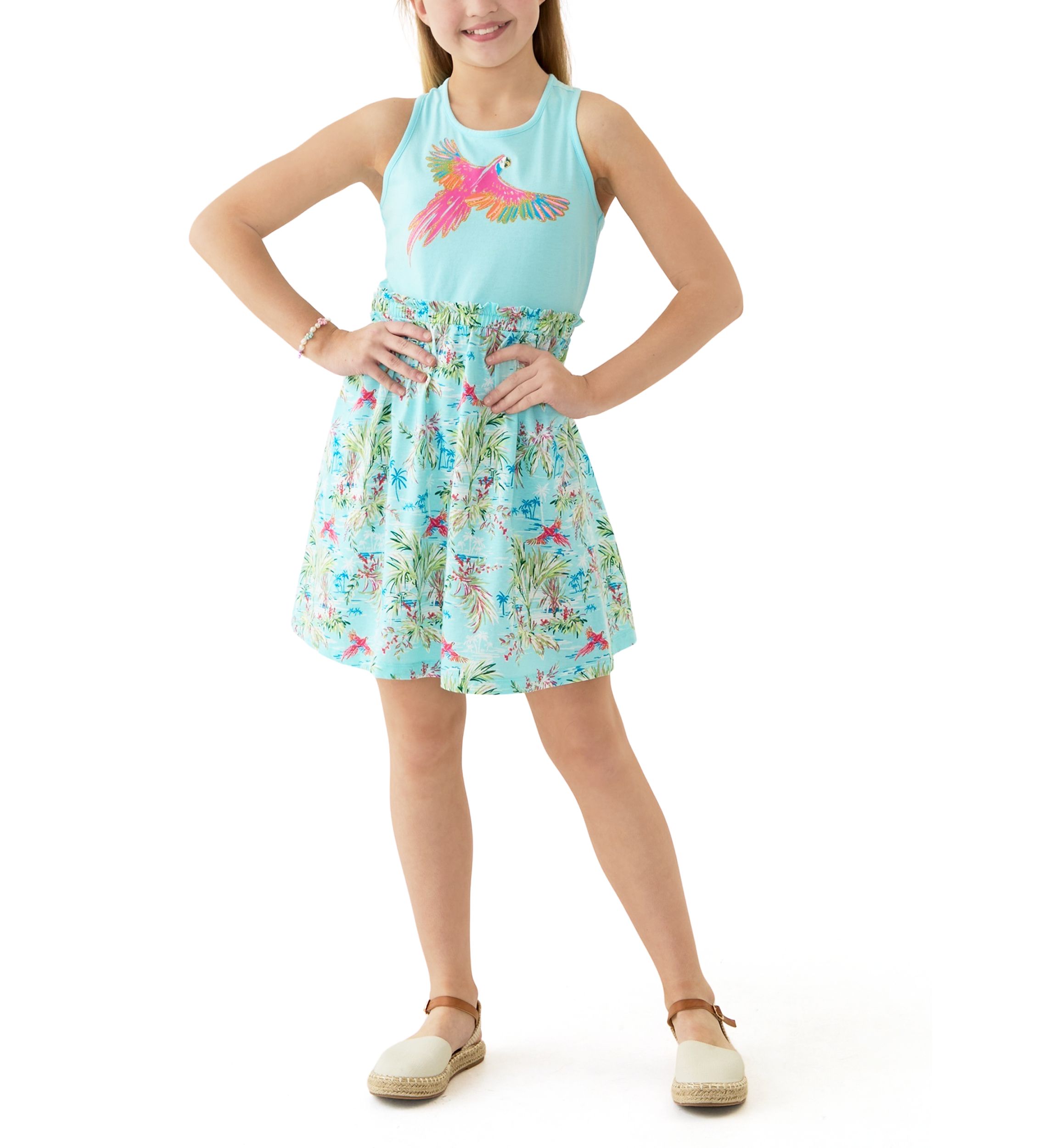 Girls 7-16 Printed Jersey Knit Tank Dress