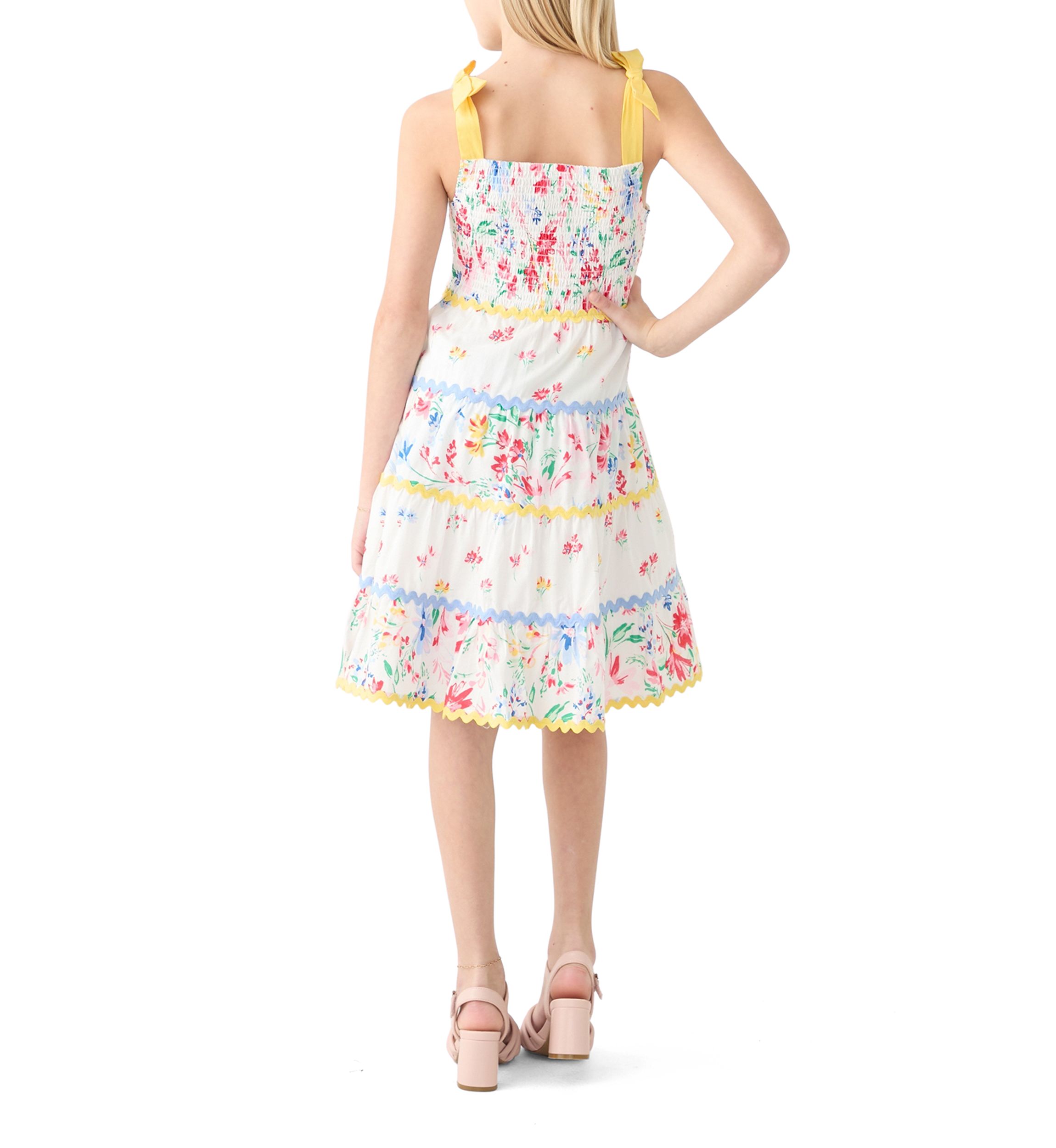 Girls 7-16 Bow Strap Patterned Dress 