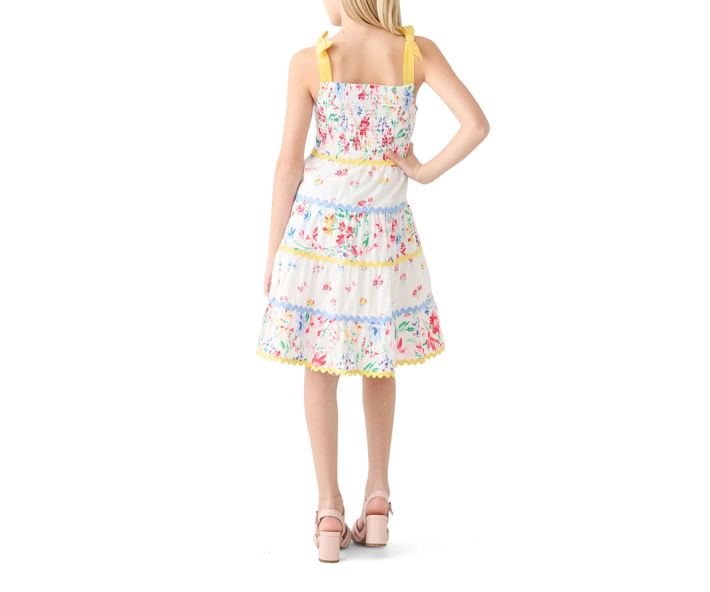 Girls 7-16 Bow Strap Patterned Dress 