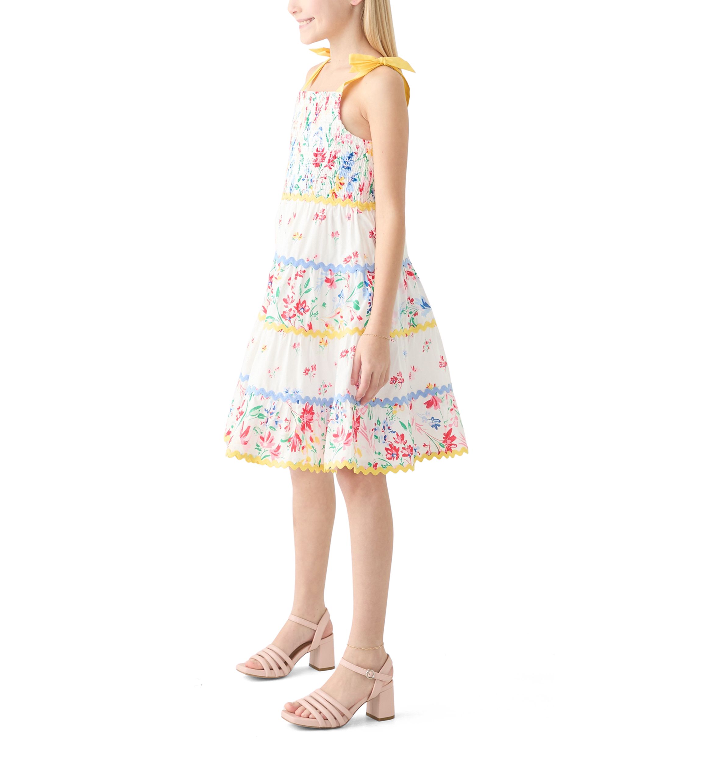 Girls 7-16 Bow Strap Patterned Dress 