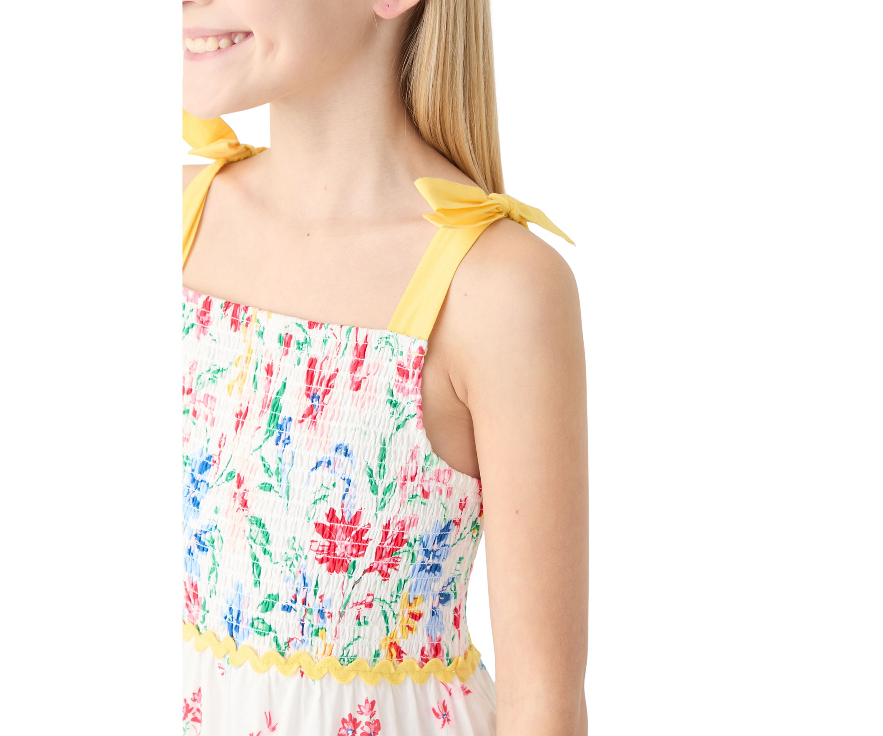 Girls 7-16 Bow Strap Patterned Dress 