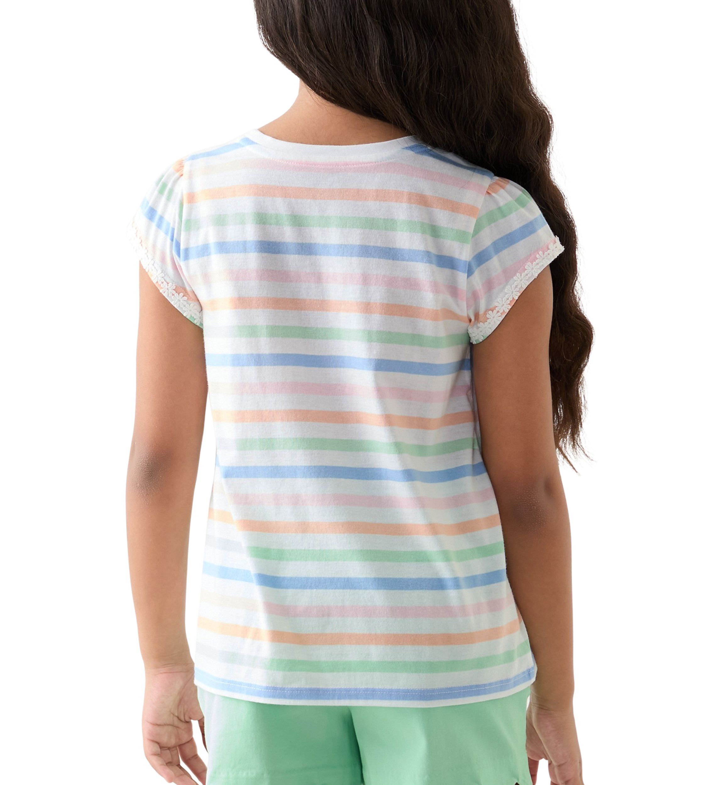 Girls 7-16 Daisy Trim Pocket T-Shirt