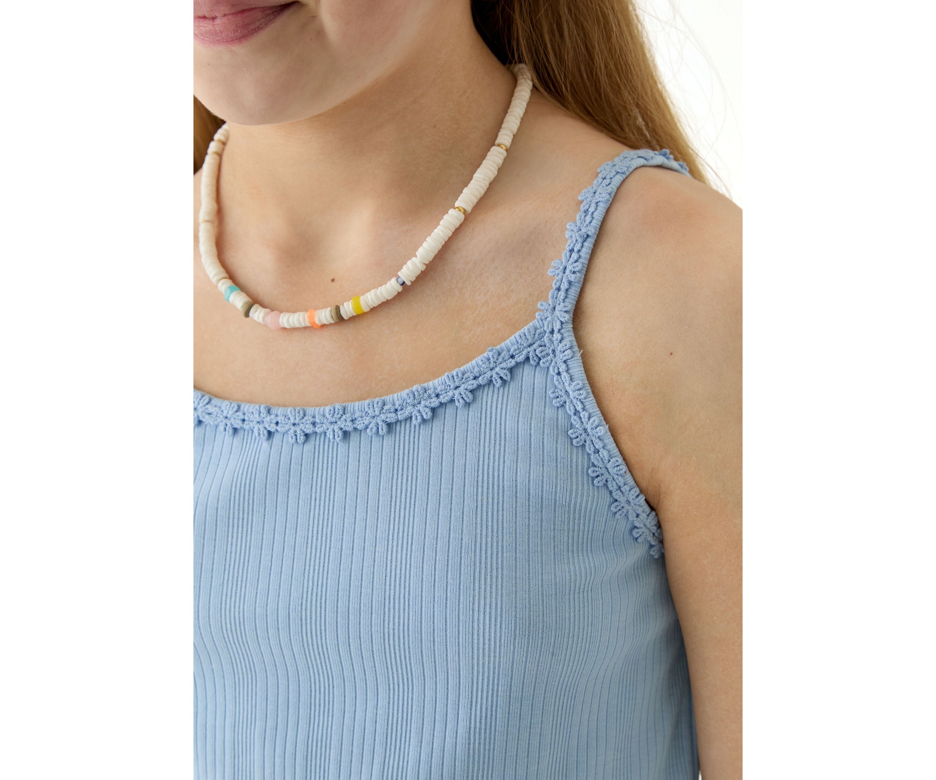Girls 7-16 Ribbed Knit Daisy Trim Tank Top