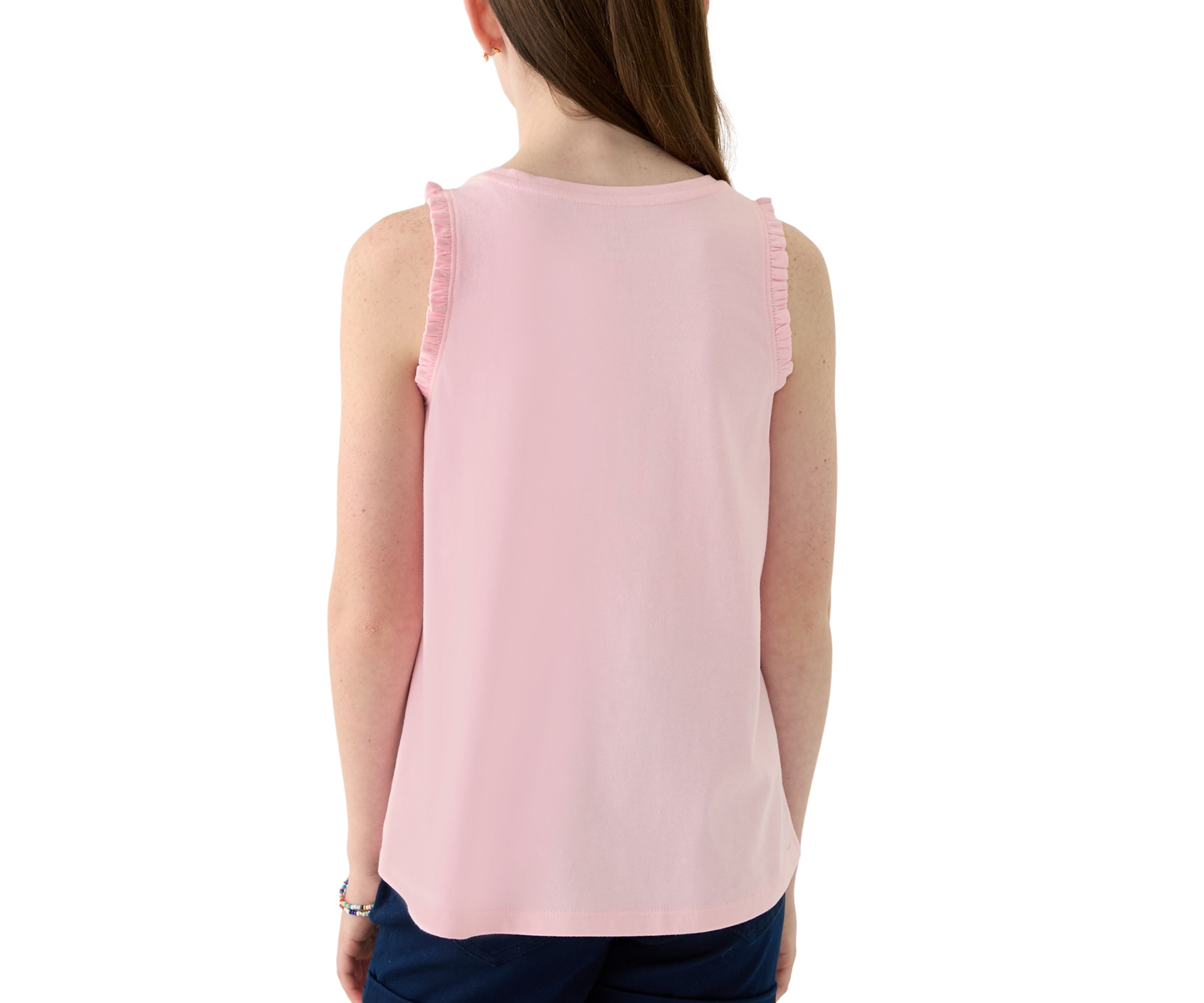Girls 7-16 Ruffle Trim Graphic Tank Top
