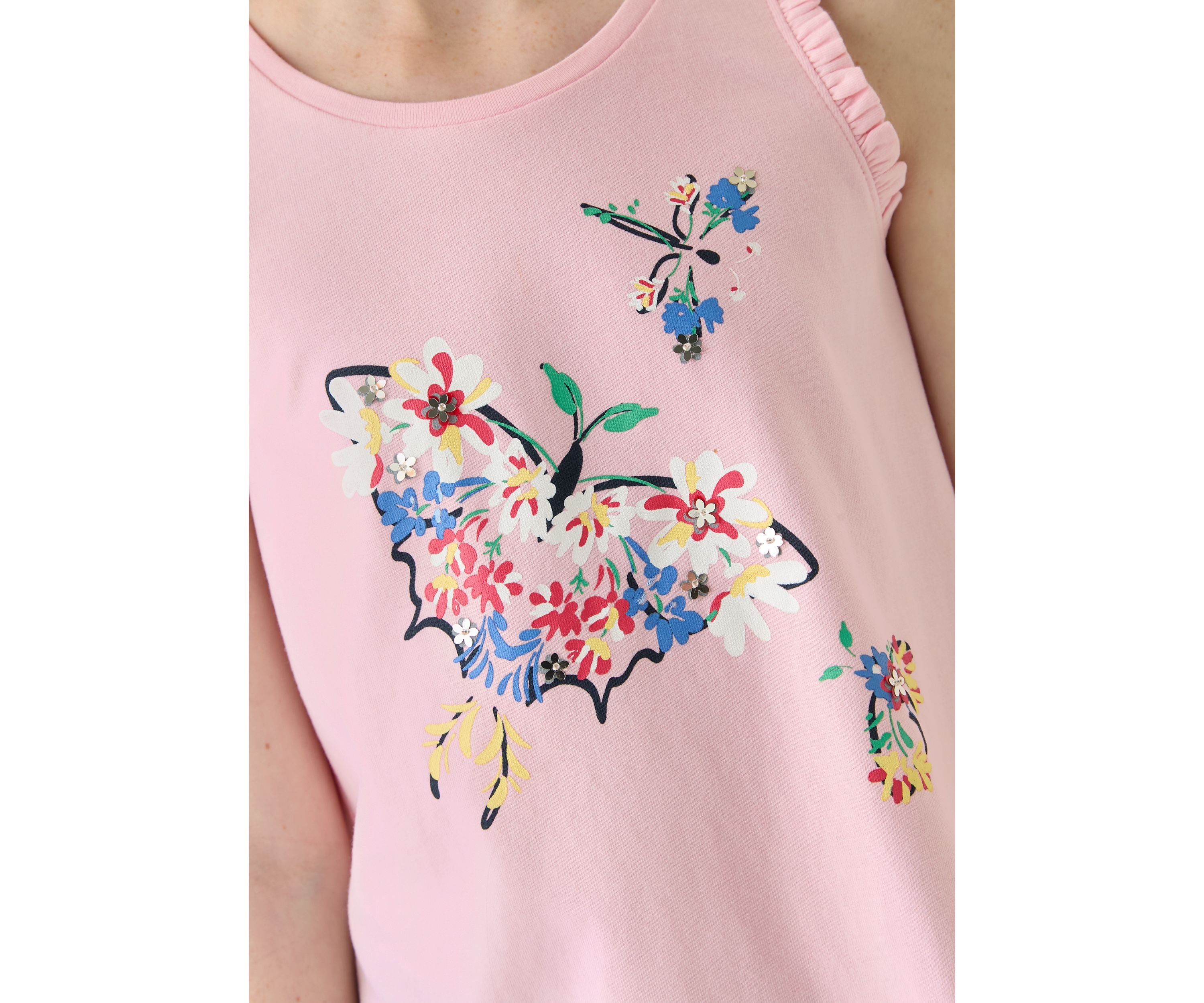 Girls 7-16 Ruffle Trim Graphic Tank Top
