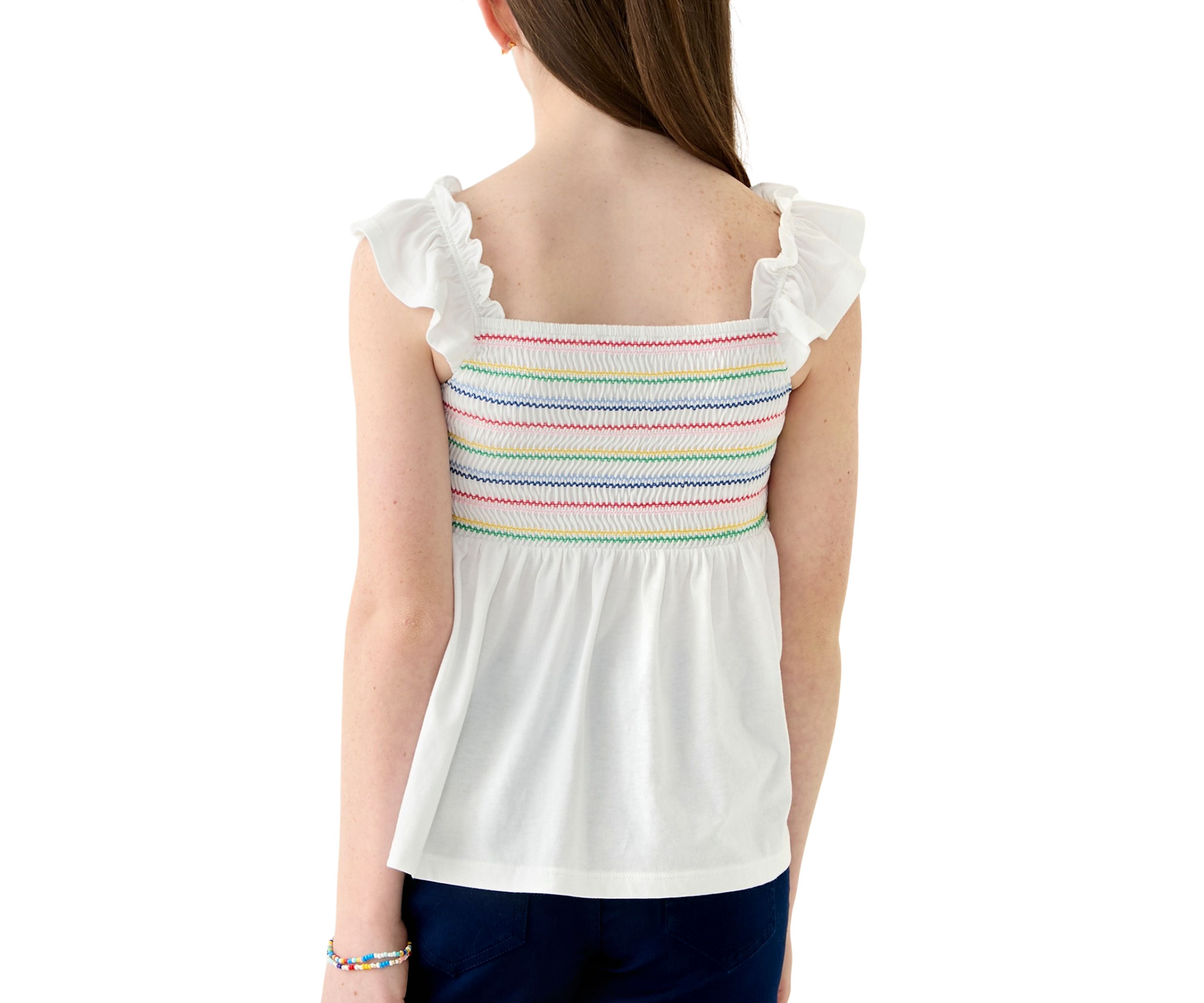 Girls 7-16 Smocked Knit Flutter Tank Top
