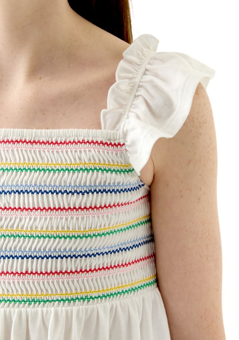 Girls 7-16 Smocked Knit Flutter Tank Top