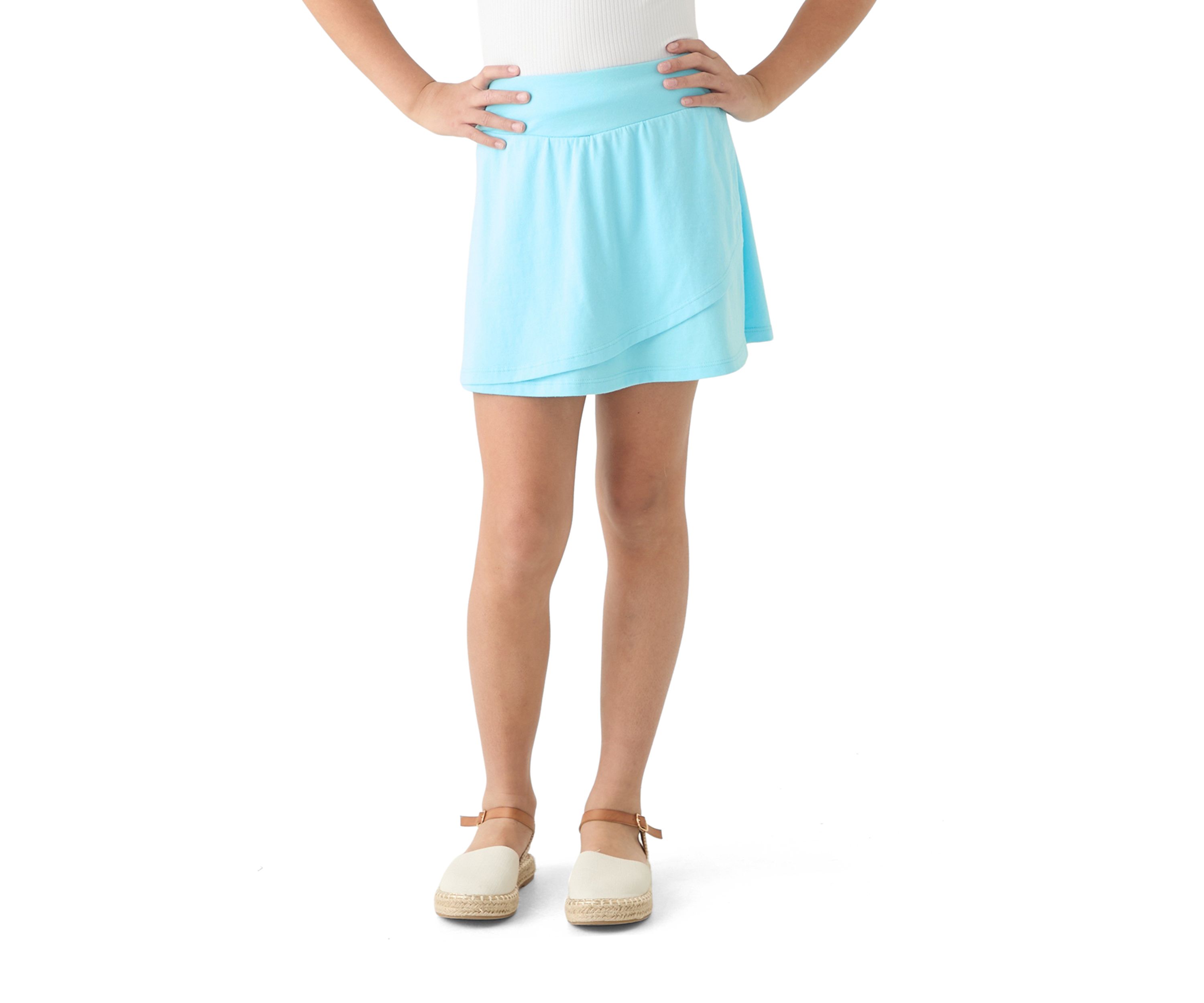 Girls 7-16 Solid Flutter Knit Skort