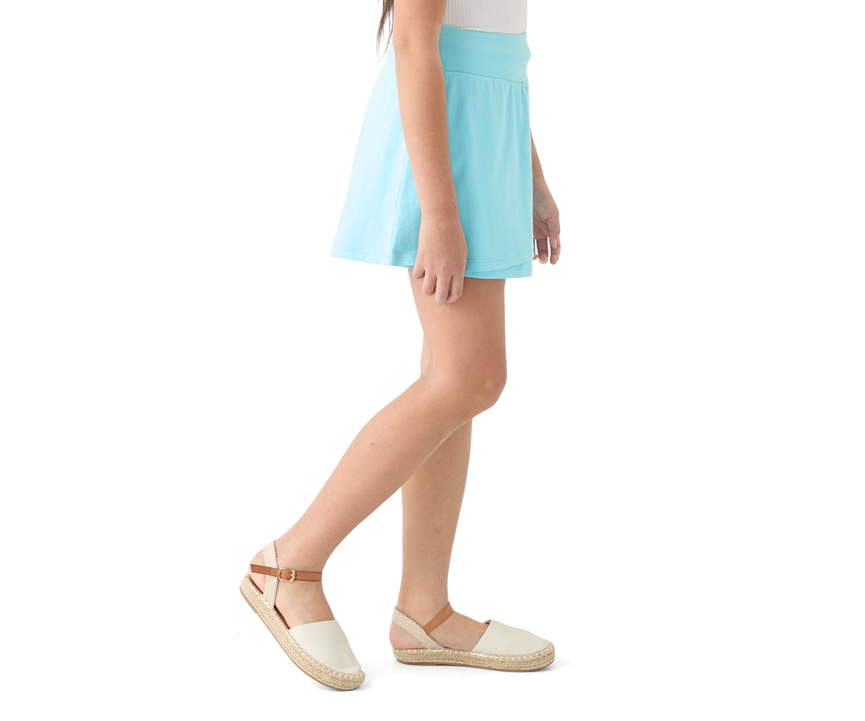 Girls 7-16 Solid Flutter Knit Skort