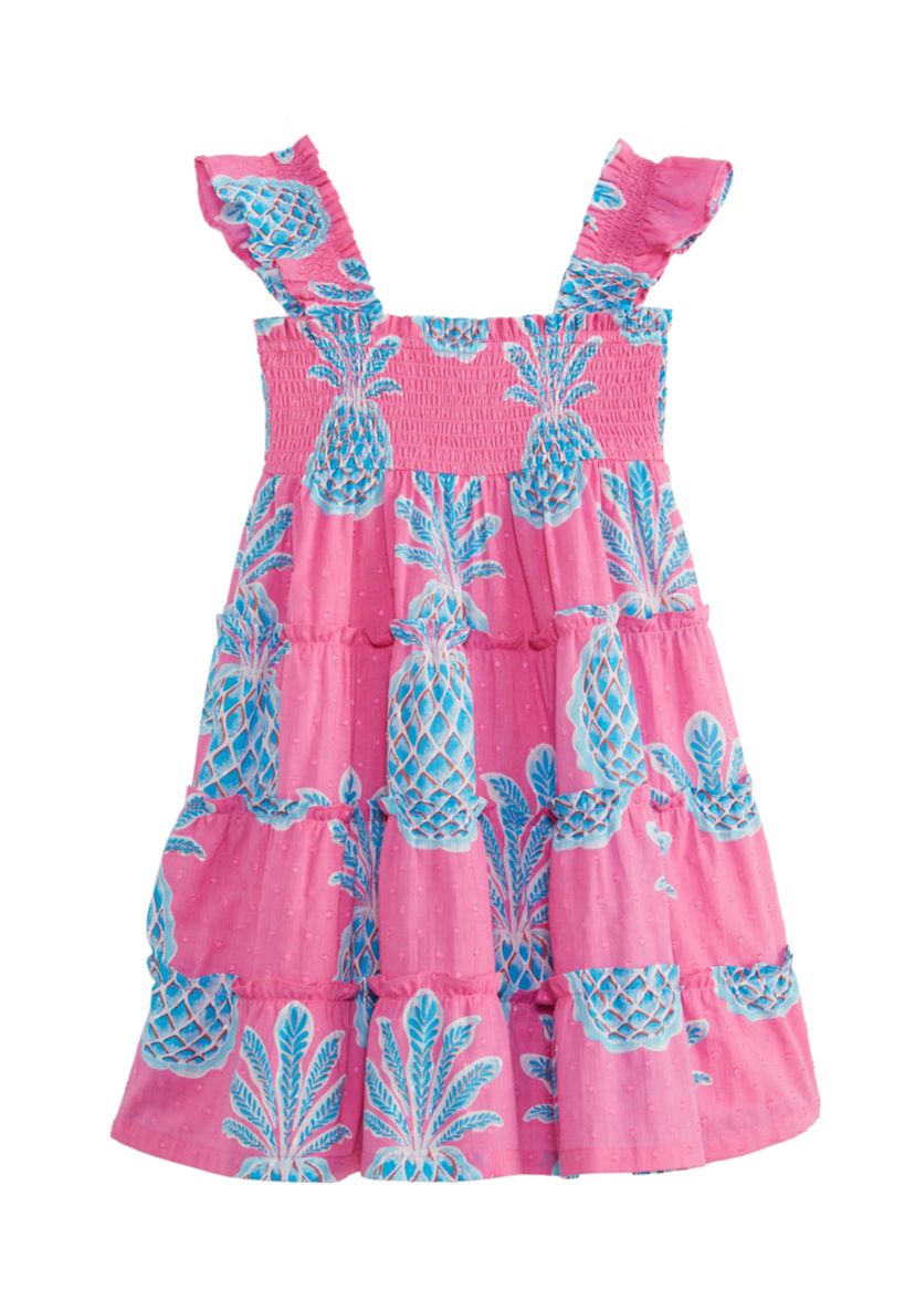 Girls 4-6x Printed Smocked Tiered Dress