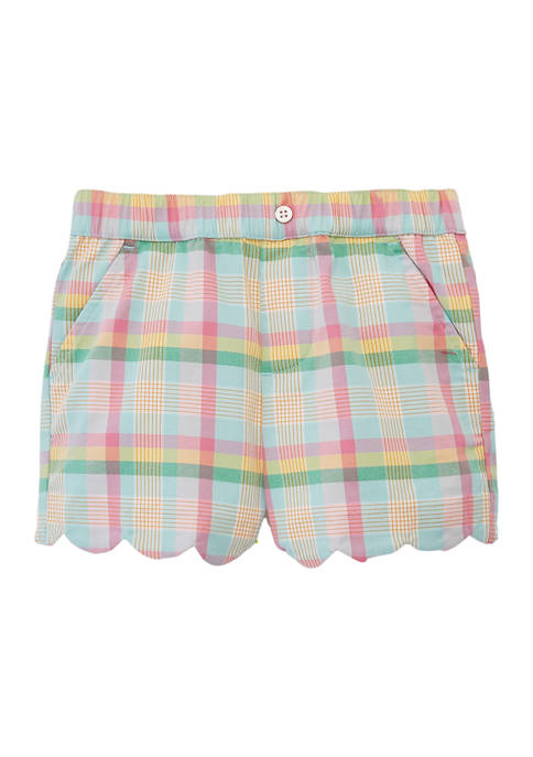 Girls 4-6x Plaid Scallop Shorts 