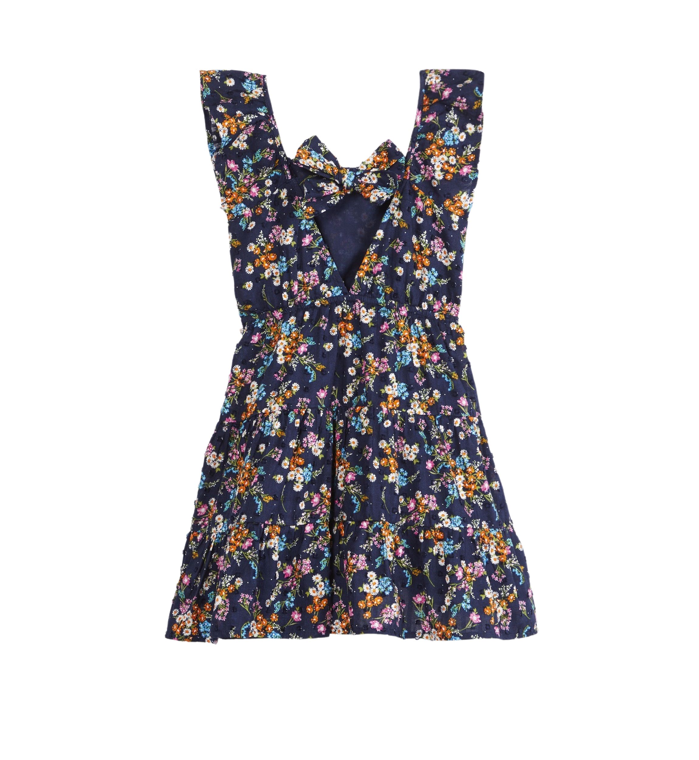 Girls 4-6x Ruffle Shoulder Floral Tie Back Dress