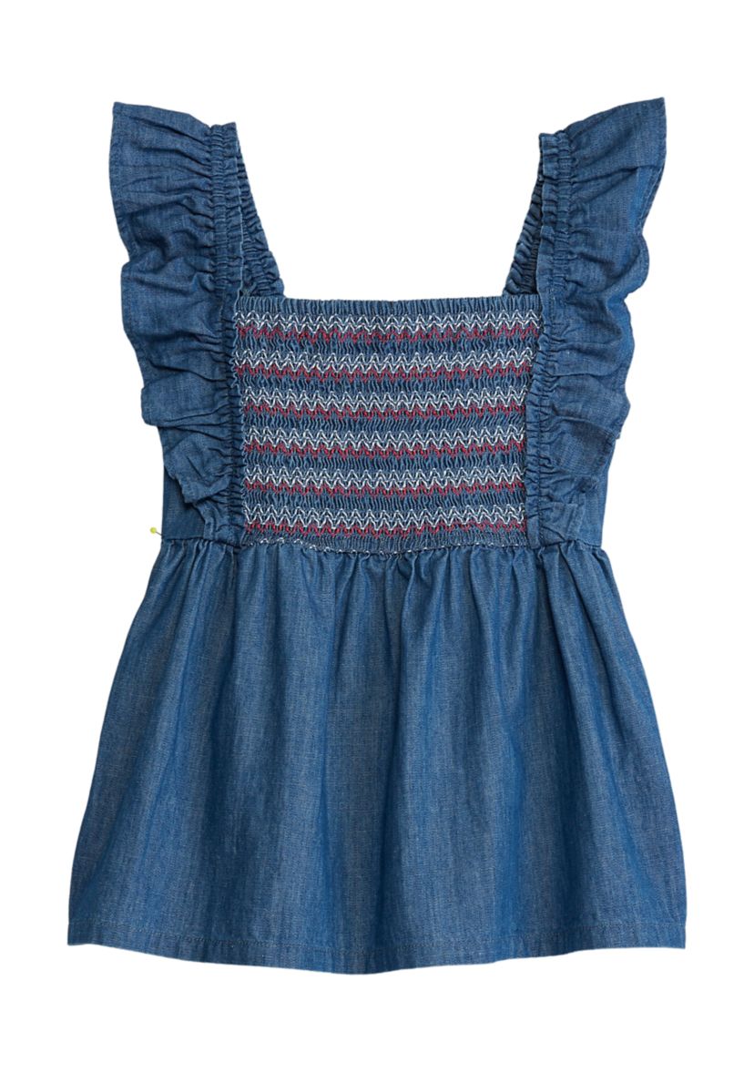 Girls 4-6x Sleeveless Smocked Babydoll Top
