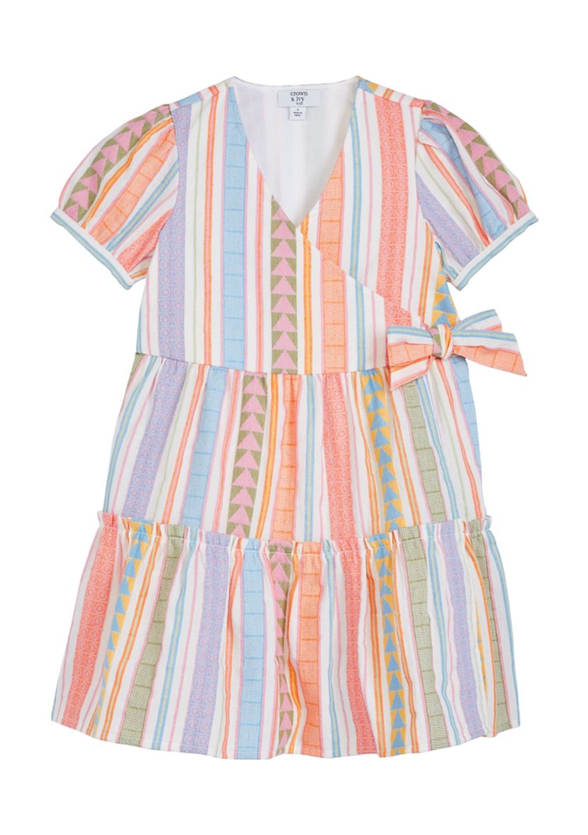 Girls 4-6x Jacquard Wrap Dress