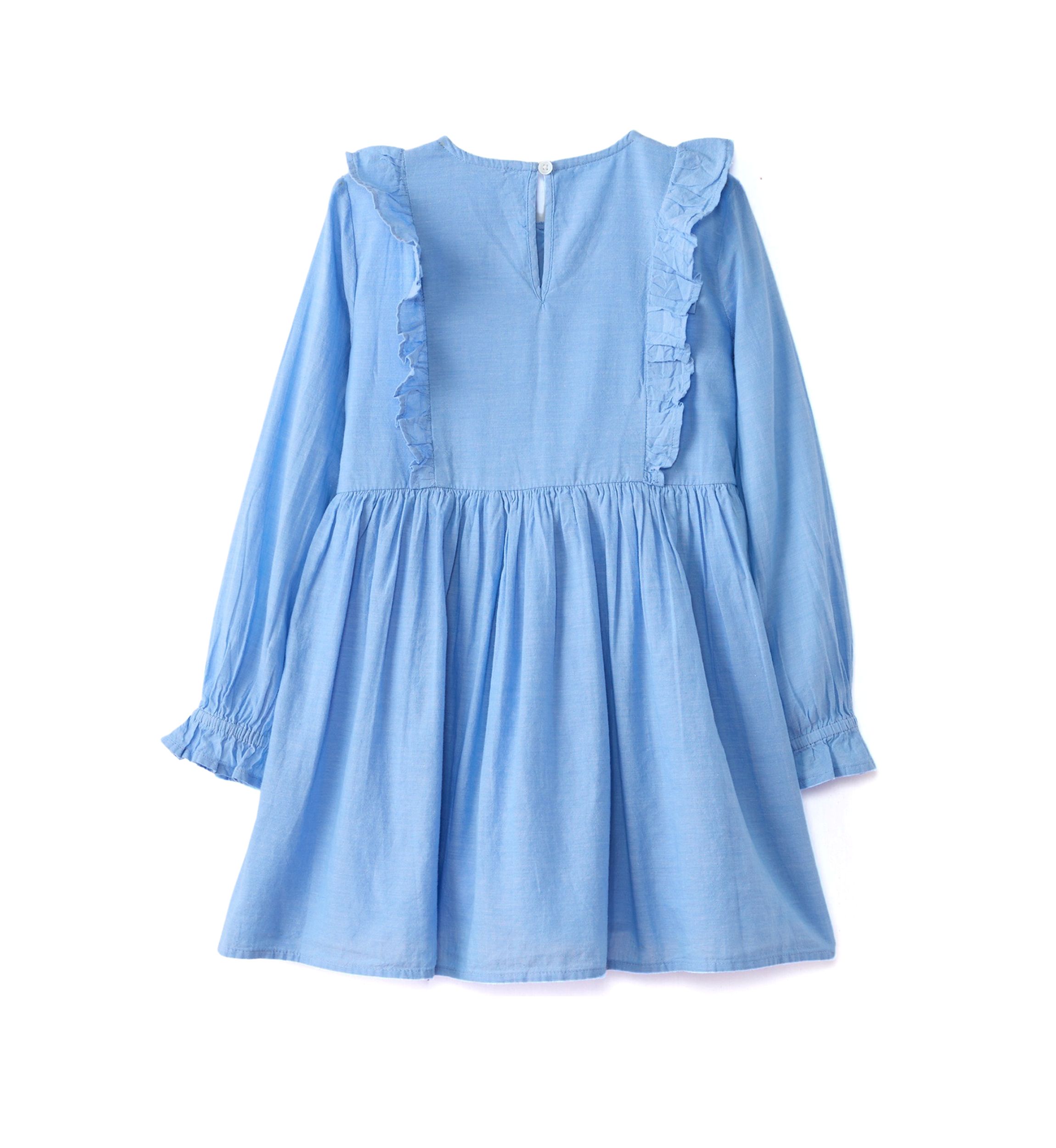 Girls 4-6x Long Sleeve Smocked Ruffle Dress