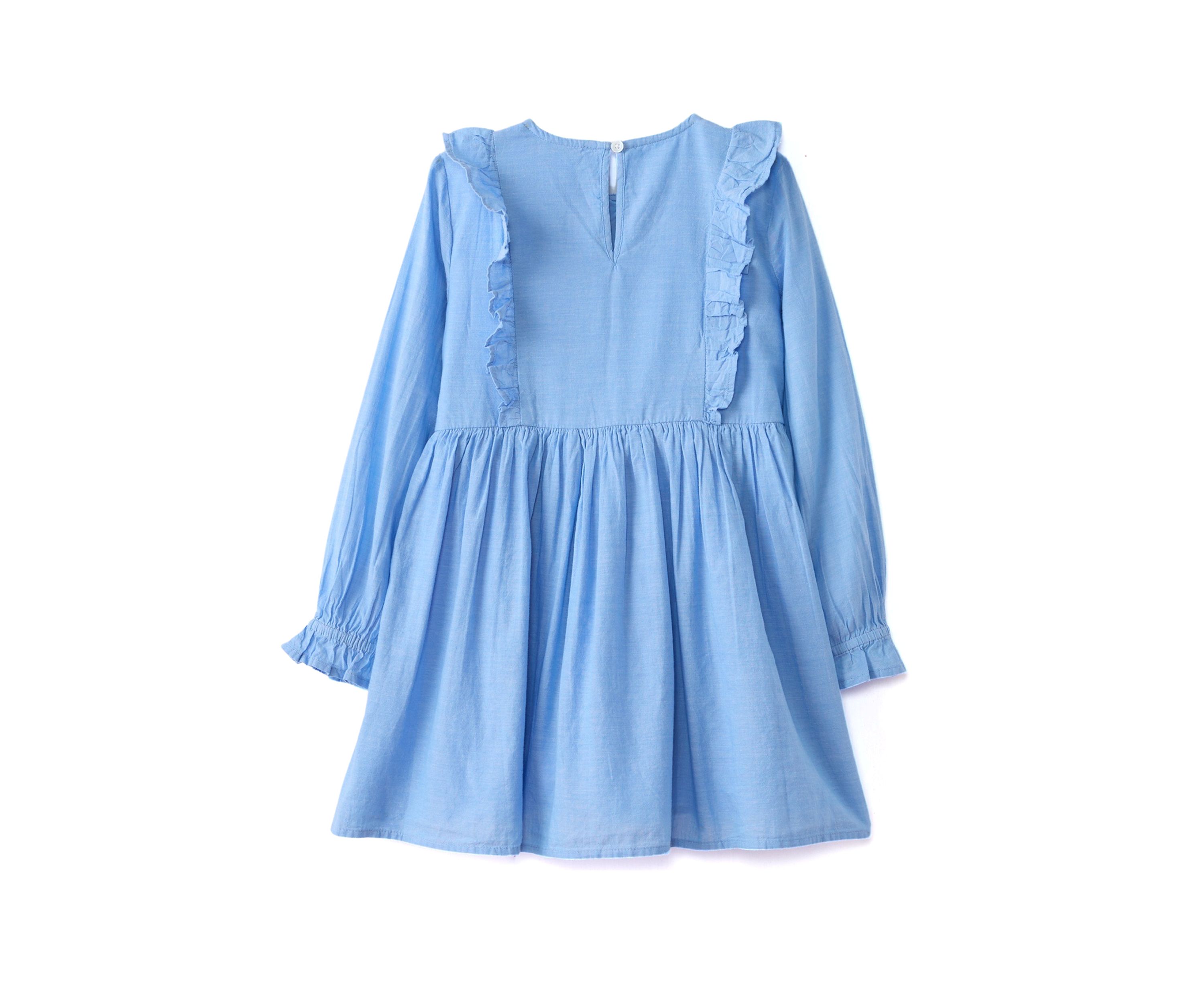 Girls 4-6x Long Sleeve Smocked Ruffle Dress