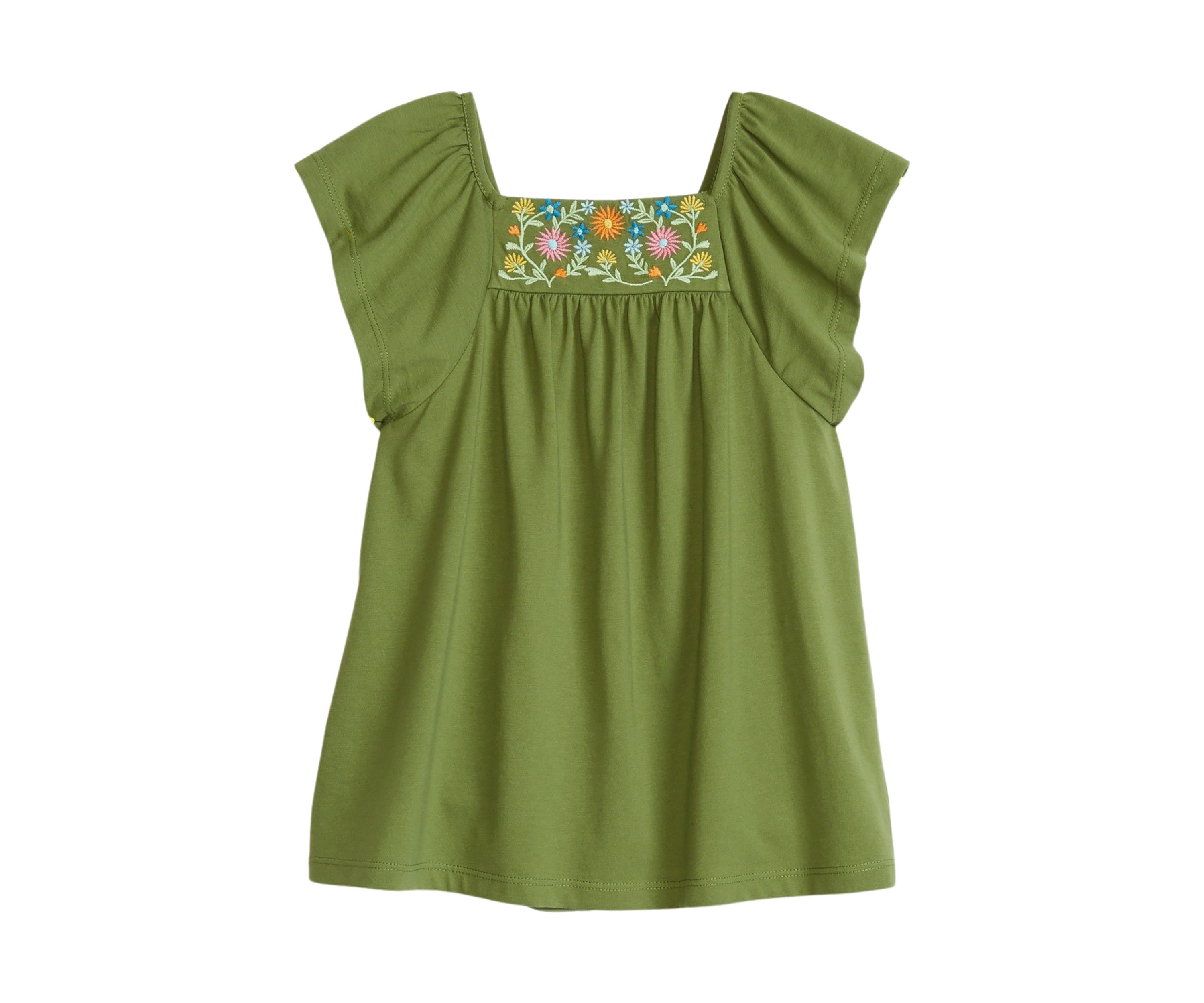 Girls 4-6x Flutter Sleeve Embroidered Top