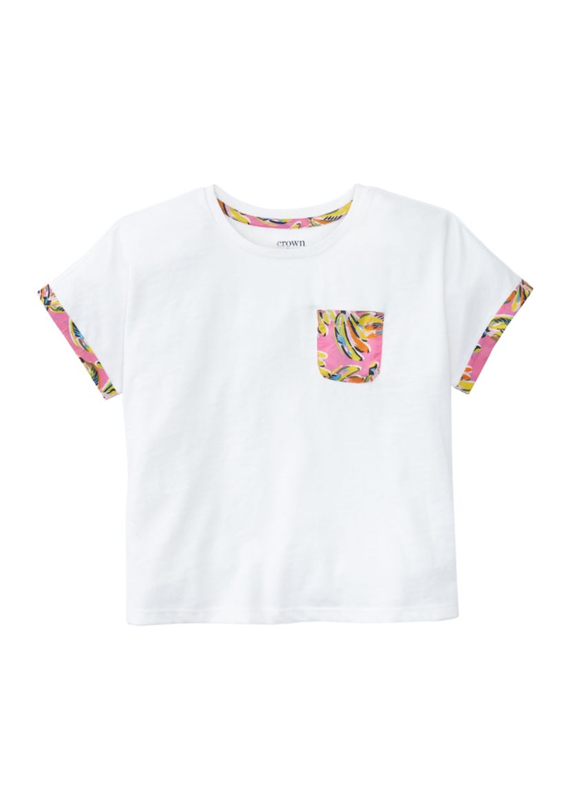 Girls 4-6x Short Sleeve Printed Pocket T-Shirt