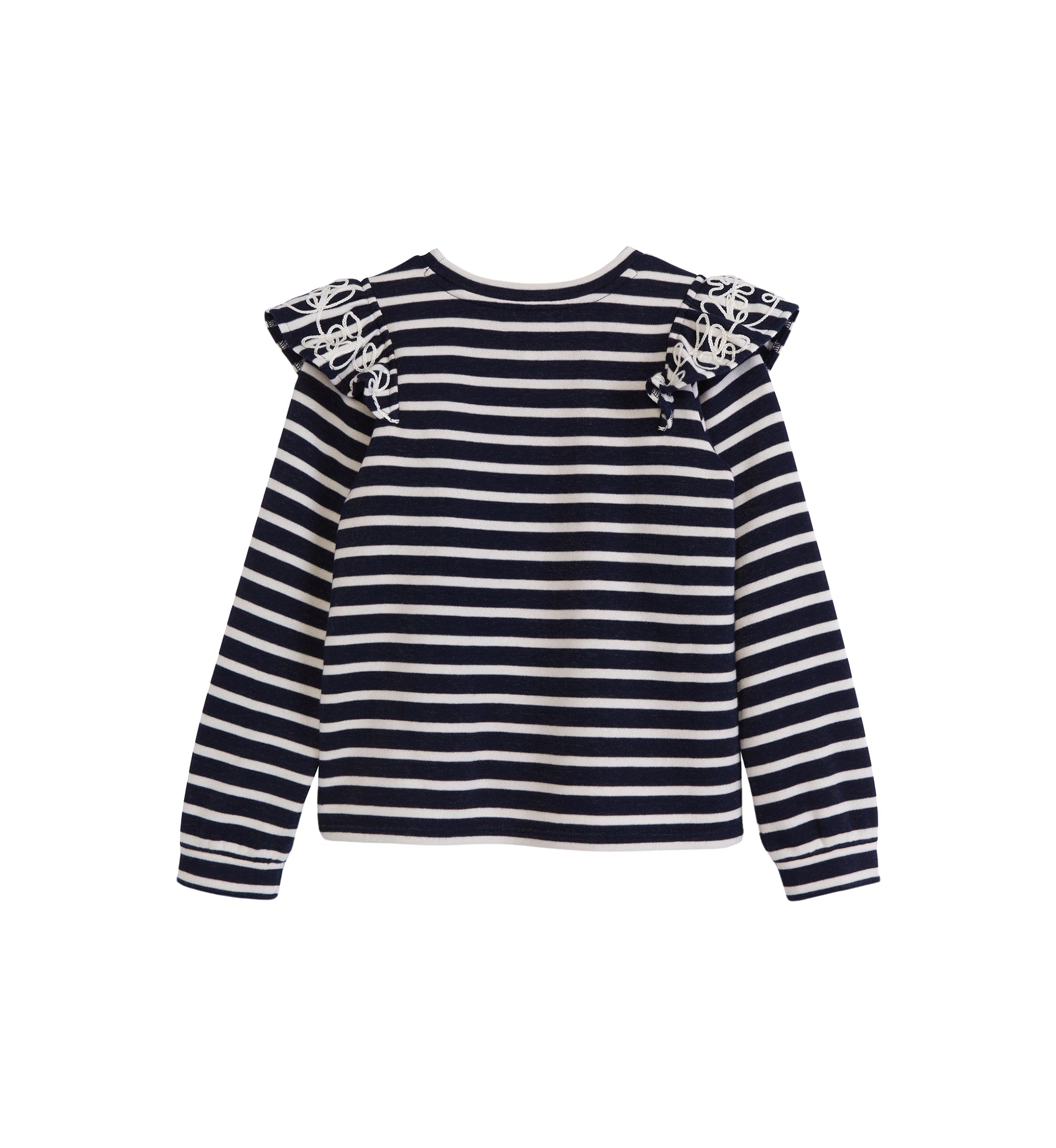 Girls 4-6x Long Sleeve Ruffle Front Yarn Dyed Sweatshirt