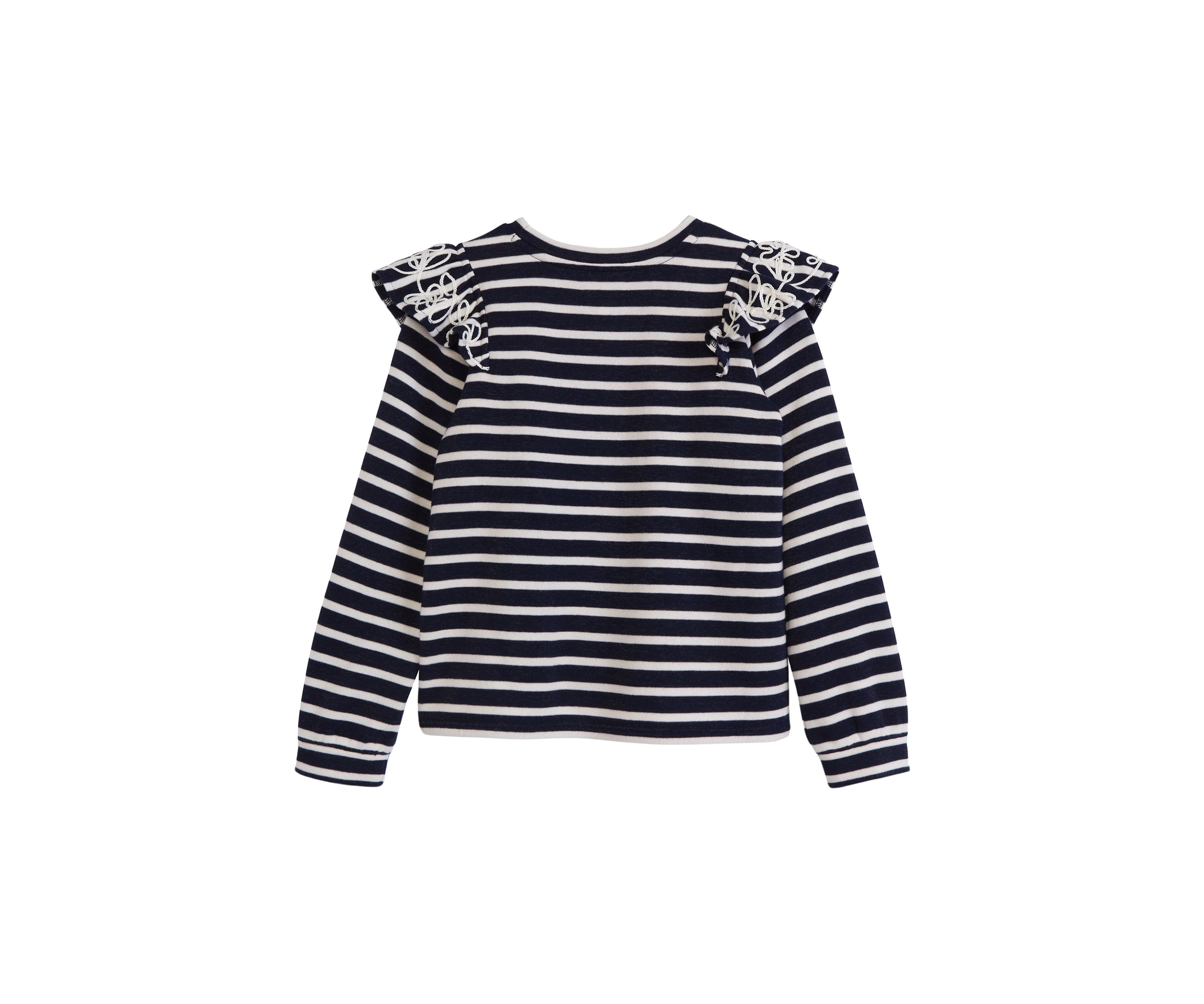 Girls 4-6x Long Sleeve Ruffle Front Yarn Dyed Sweatshirt