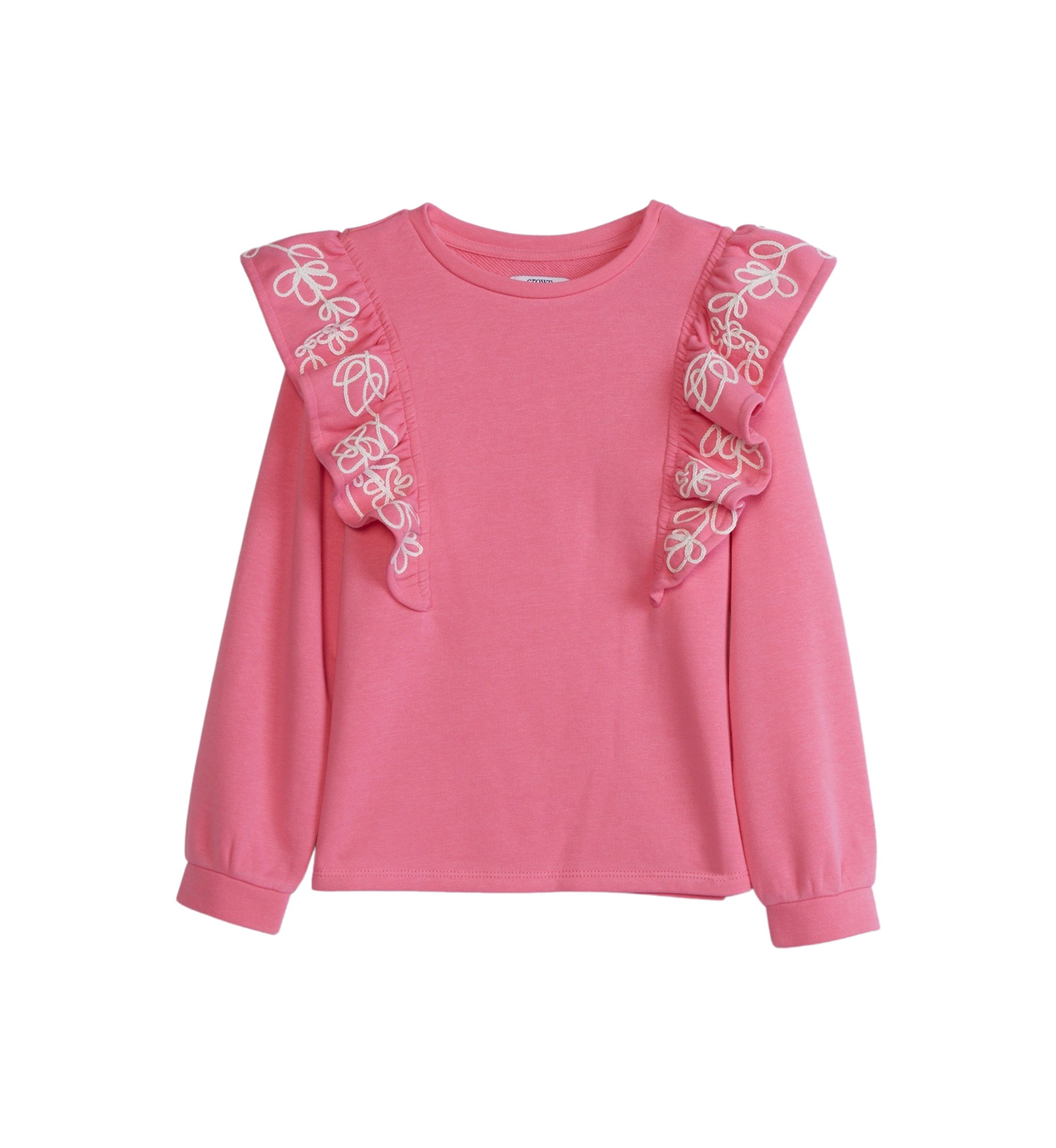 Girls 4-6x Long Sleeve Ruffle Front Sweatshirt